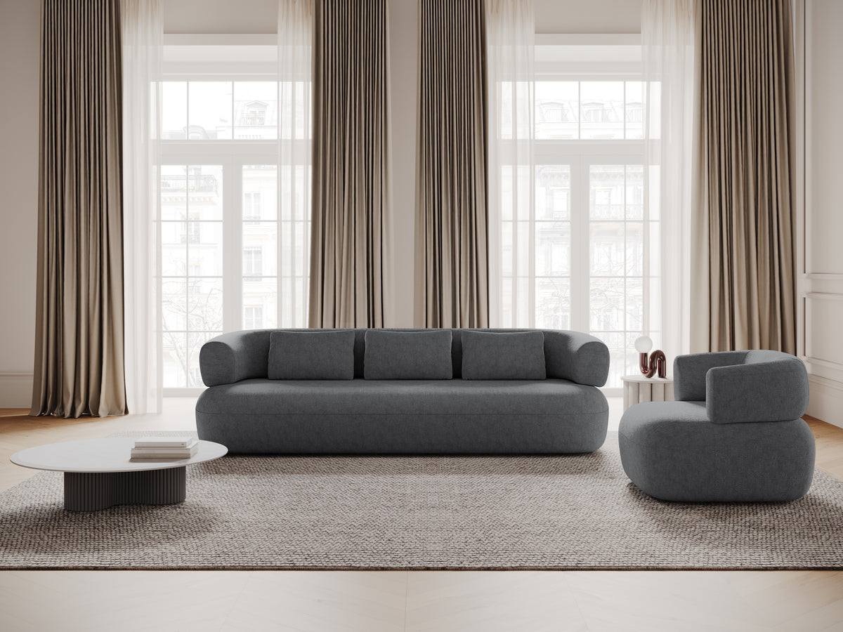 Left-facing 3-seater corner sofa ALDRIN in dark gray chenille