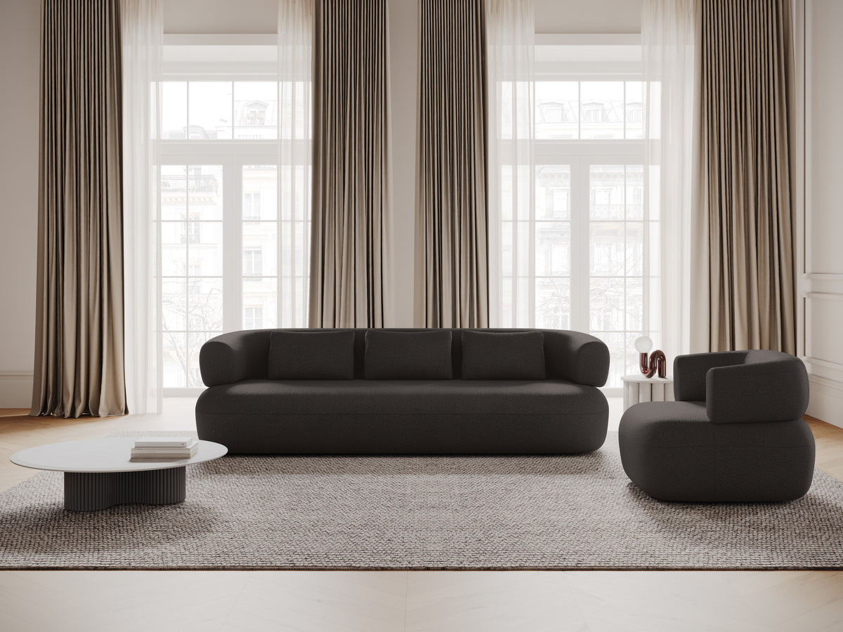 Left-facing 3-seater corner sofa ALDRIN in gray boucle