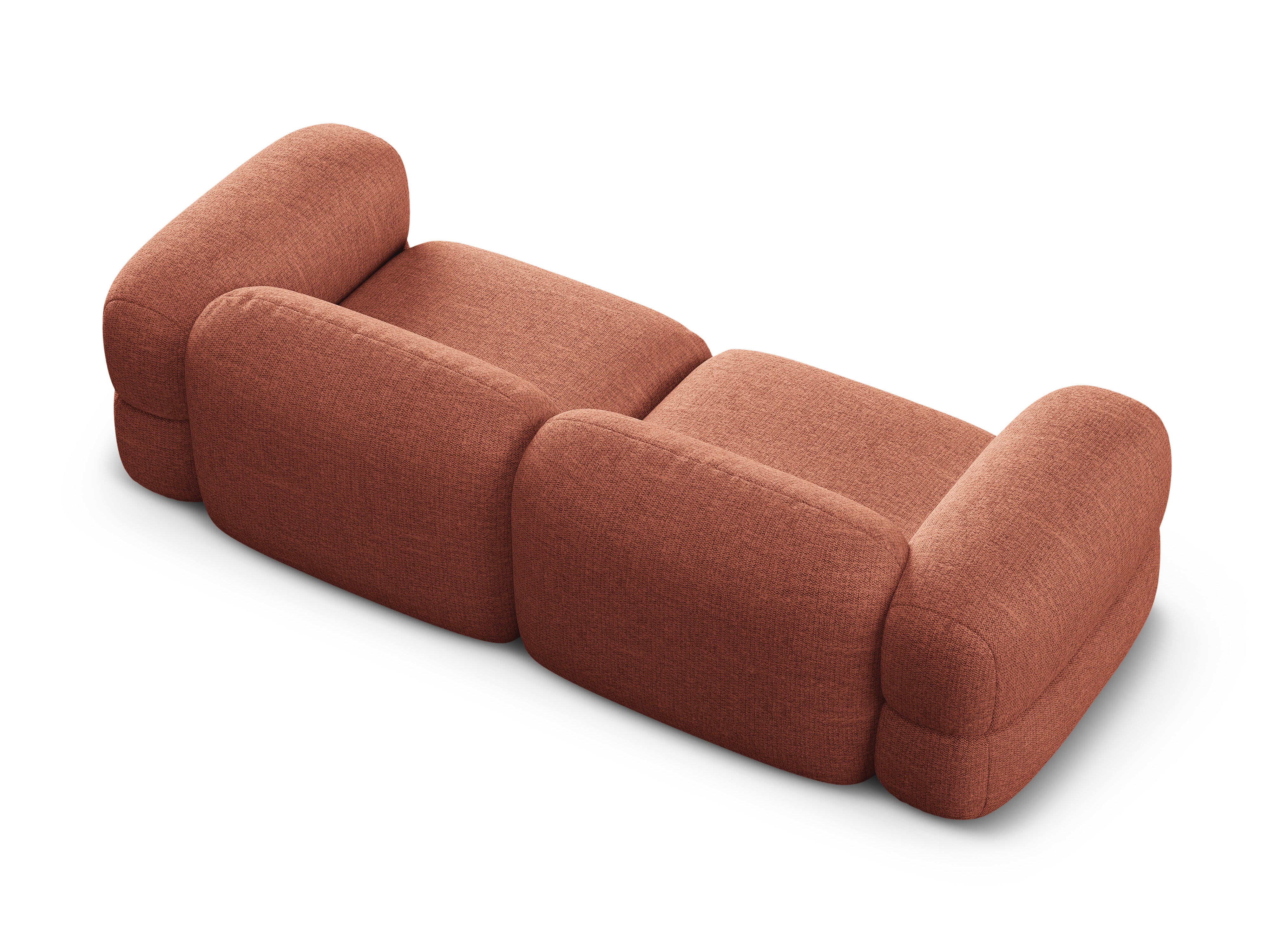 Sofa für 4 Personen ROGER korallenfarbener Chenille