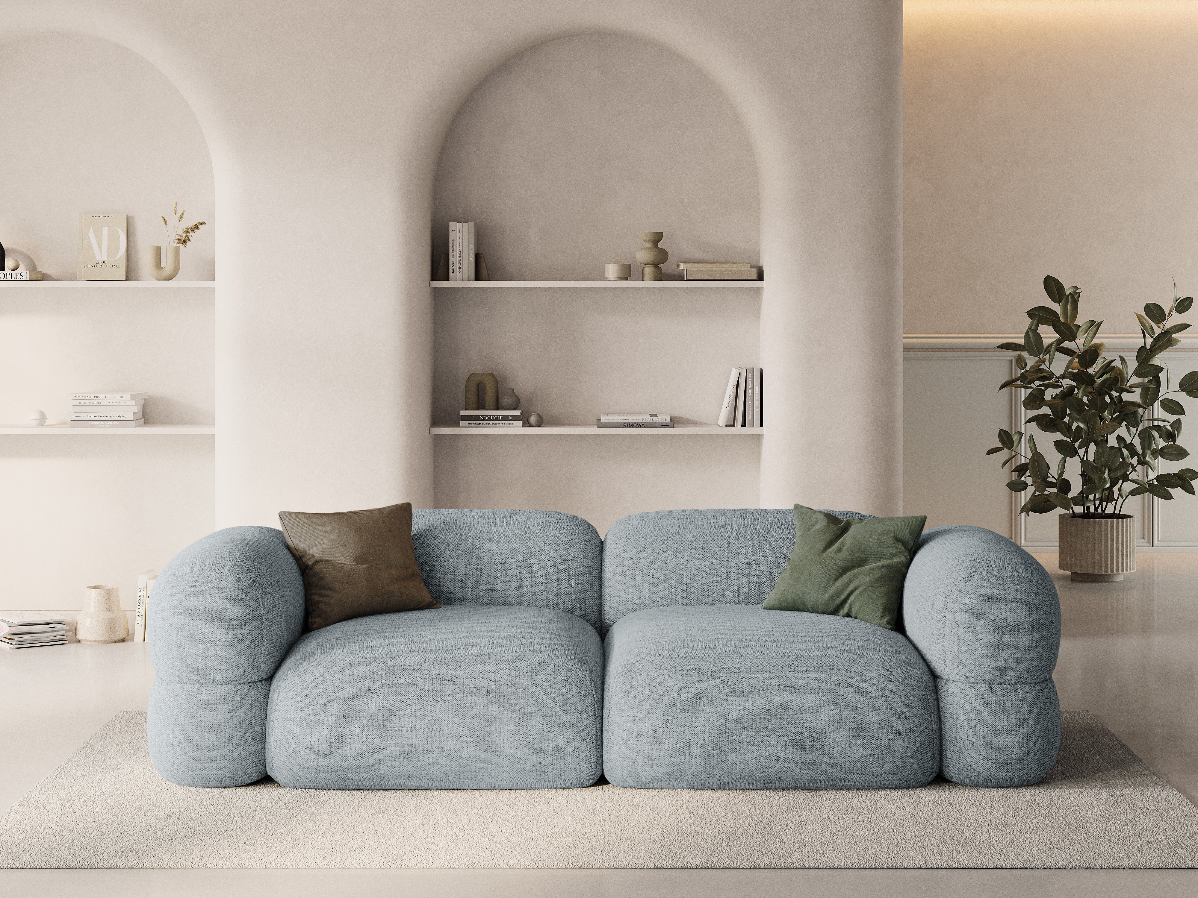 Sofa 4-sitzig ROGER himmelblaues Chenille