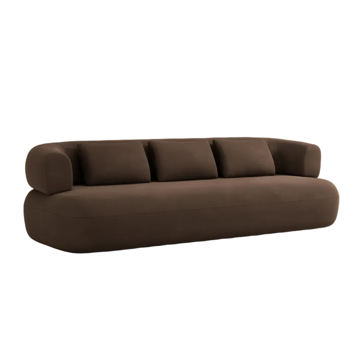 Chocolate velvet 4-seater sofa ALDRIN