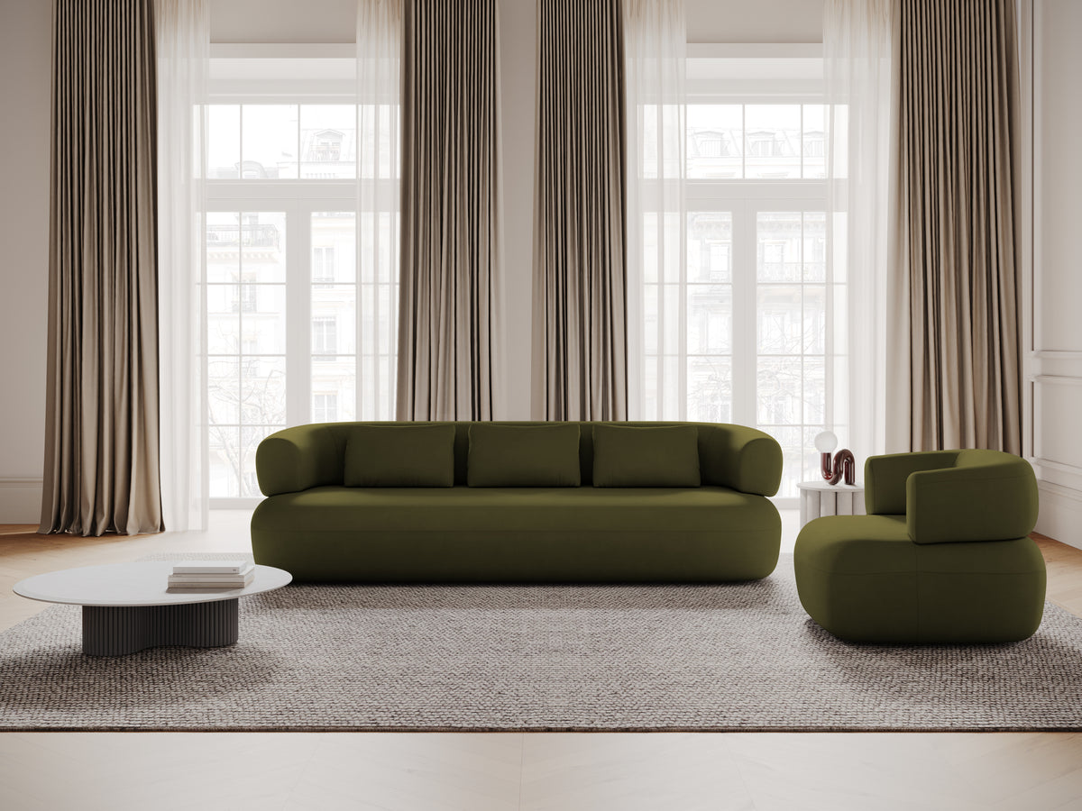 Aldrin Green Velvet Sofa for Four