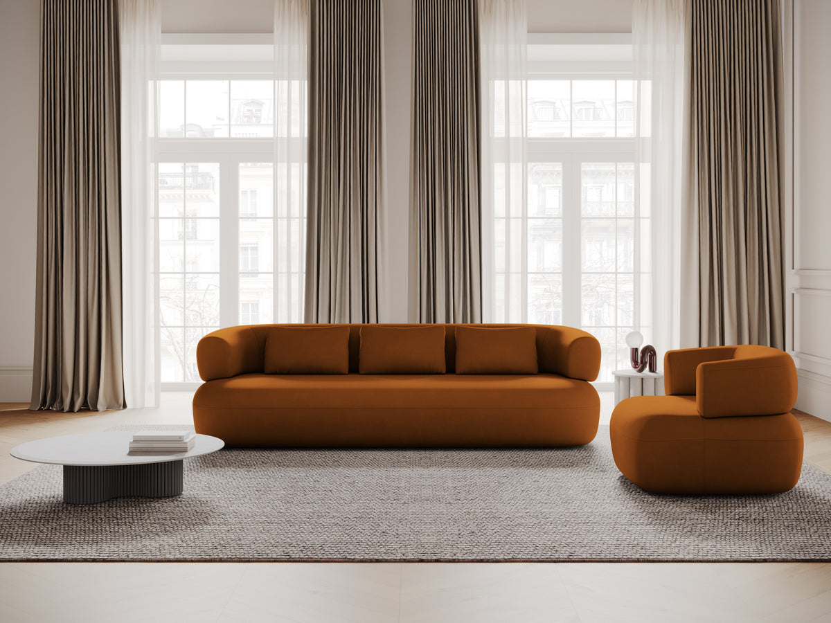 Aldrin Brick Velvet Sofa for Four