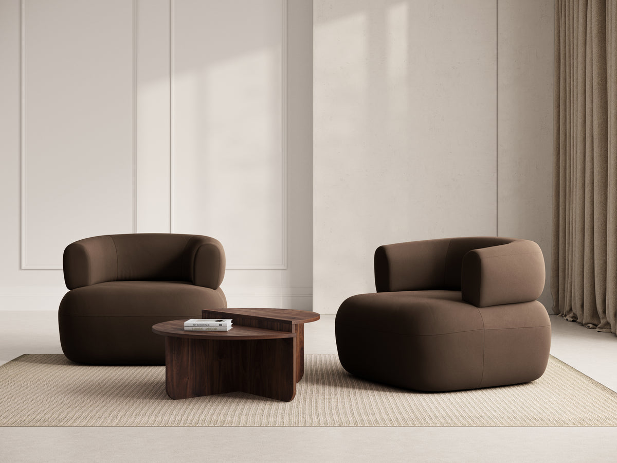 Velvet Armchair ALDRIN in Chocolate