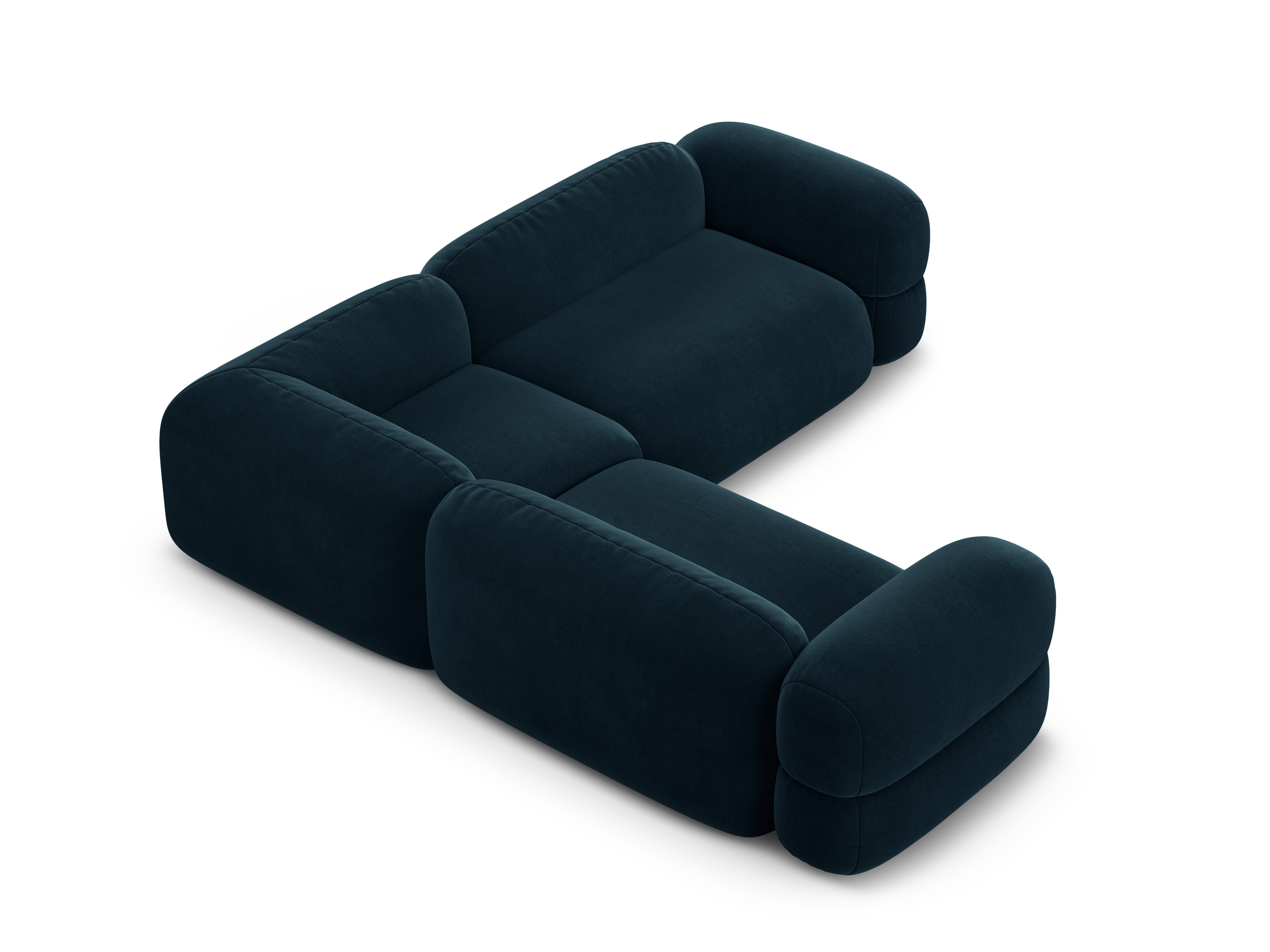 Symmetrical Velvet Corner Sofa ROGER Petrol Blue