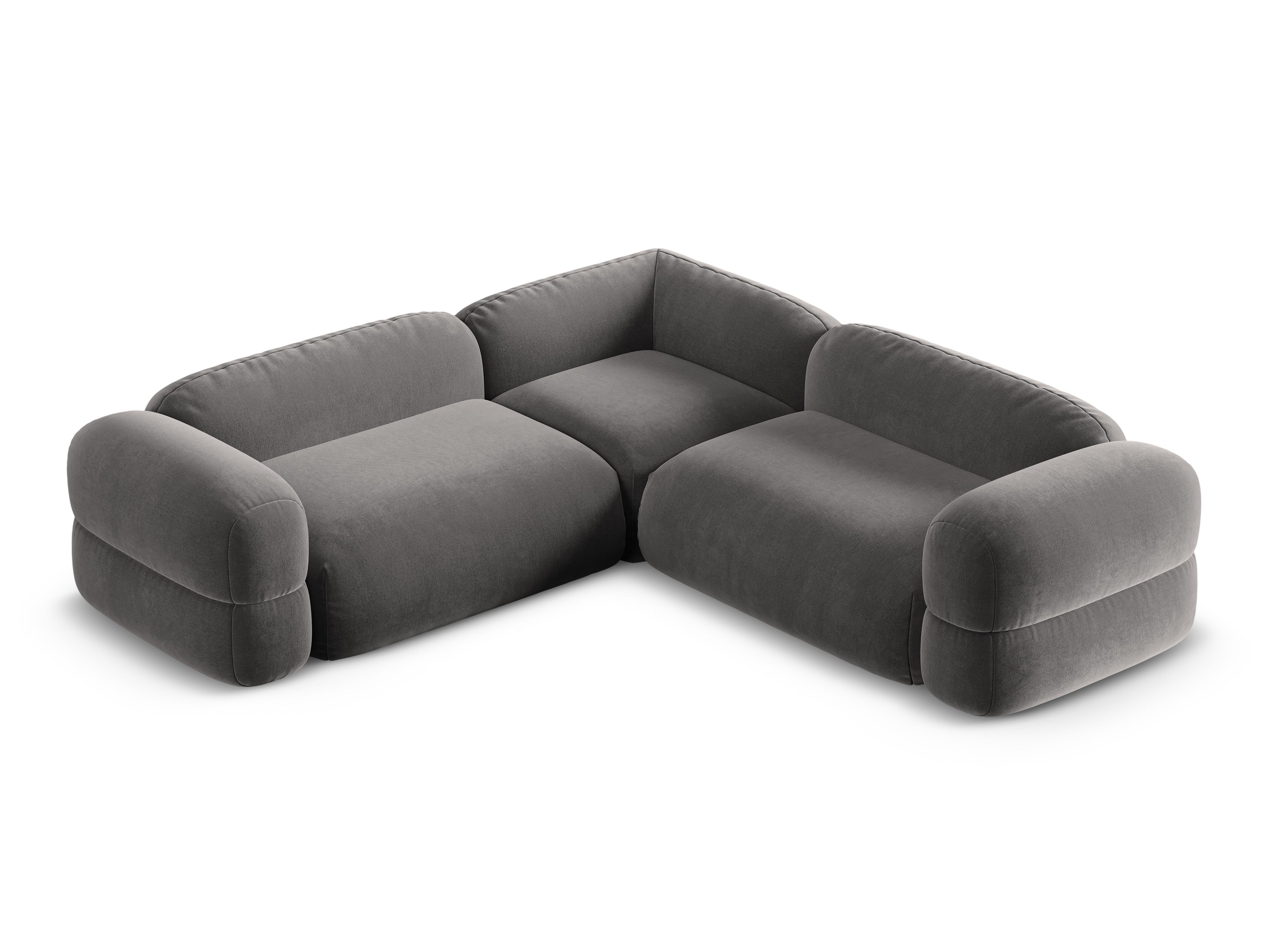 Symmetrical Velvet Corner Sofa ROGER Gray