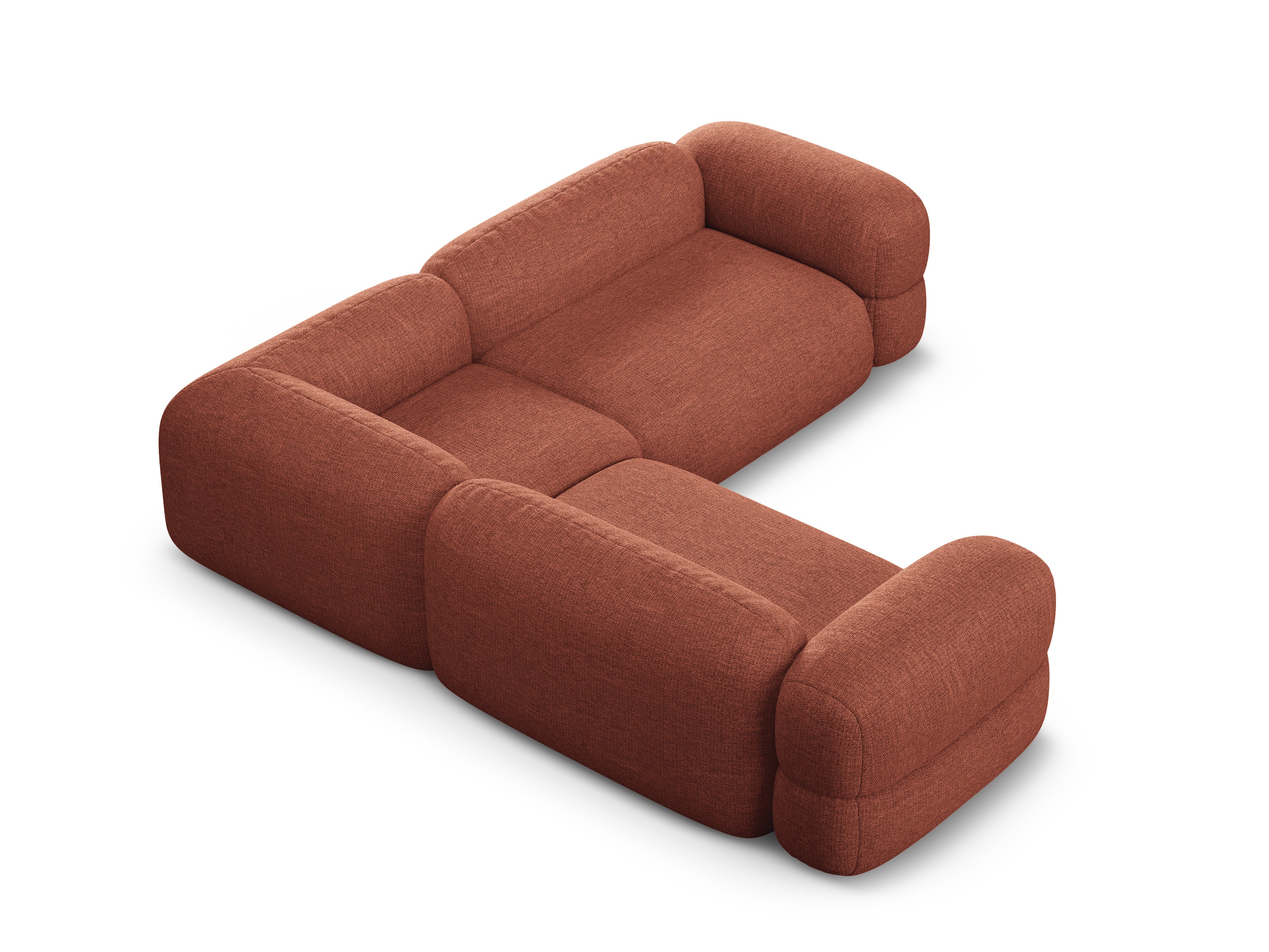Symmetrische Eckcouch ROGER korallenfarbener Chenille