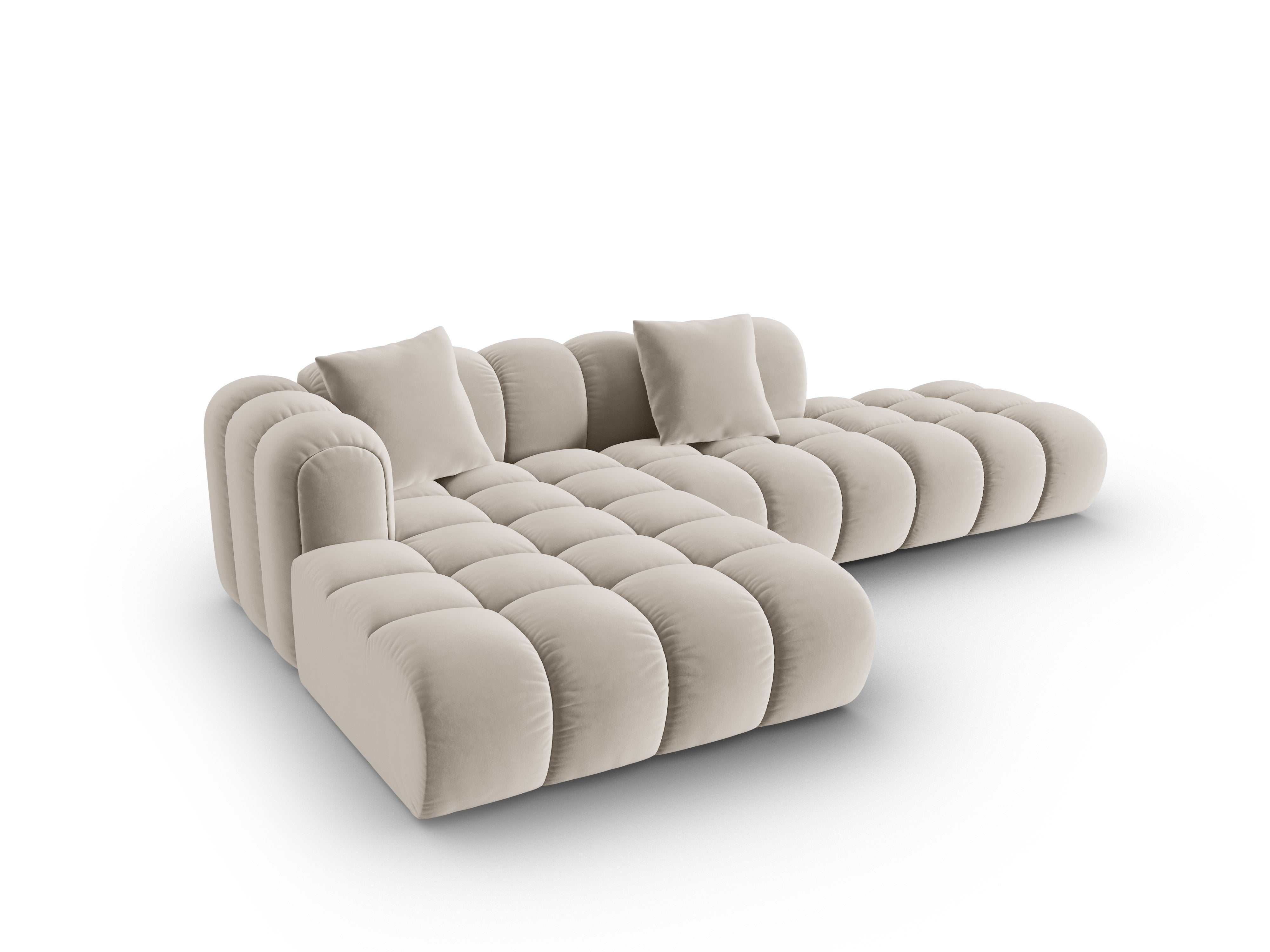 Open Left-Arm Velvet Corner Sofa ASTRO Ecru