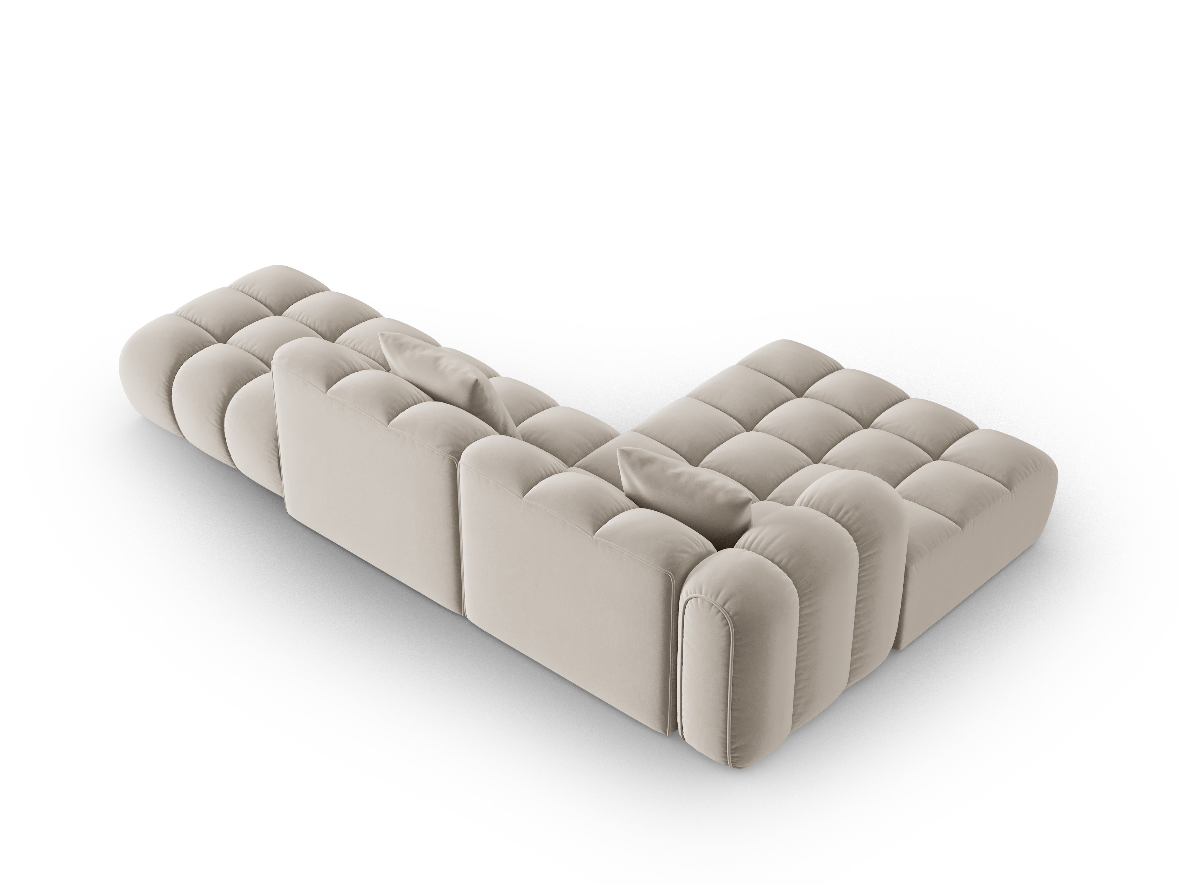 Open Left-Arm Velvet Corner Sofa ASTRO Ecru