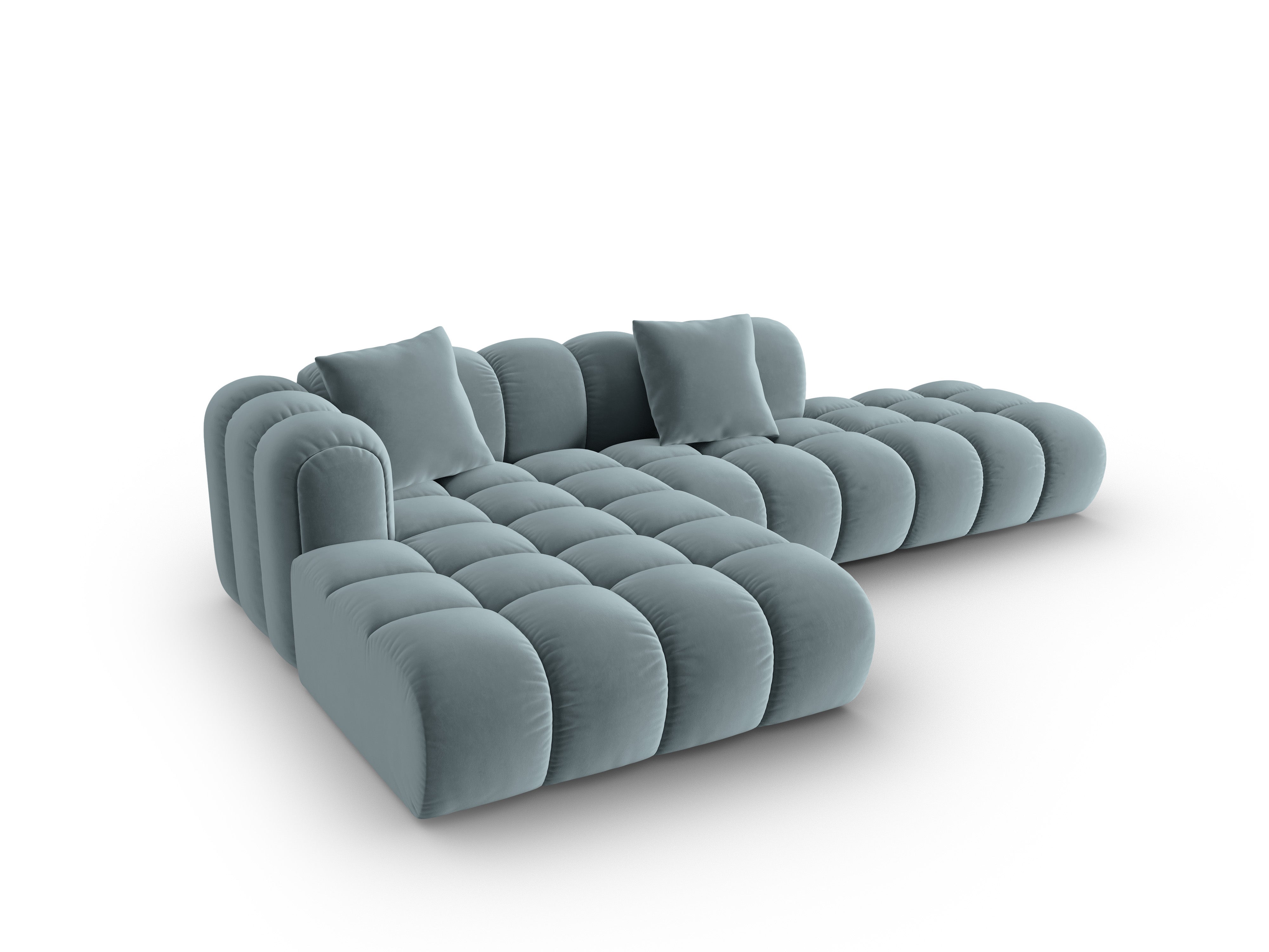 Samt-Ecksofa offen links ASTRO hellblau