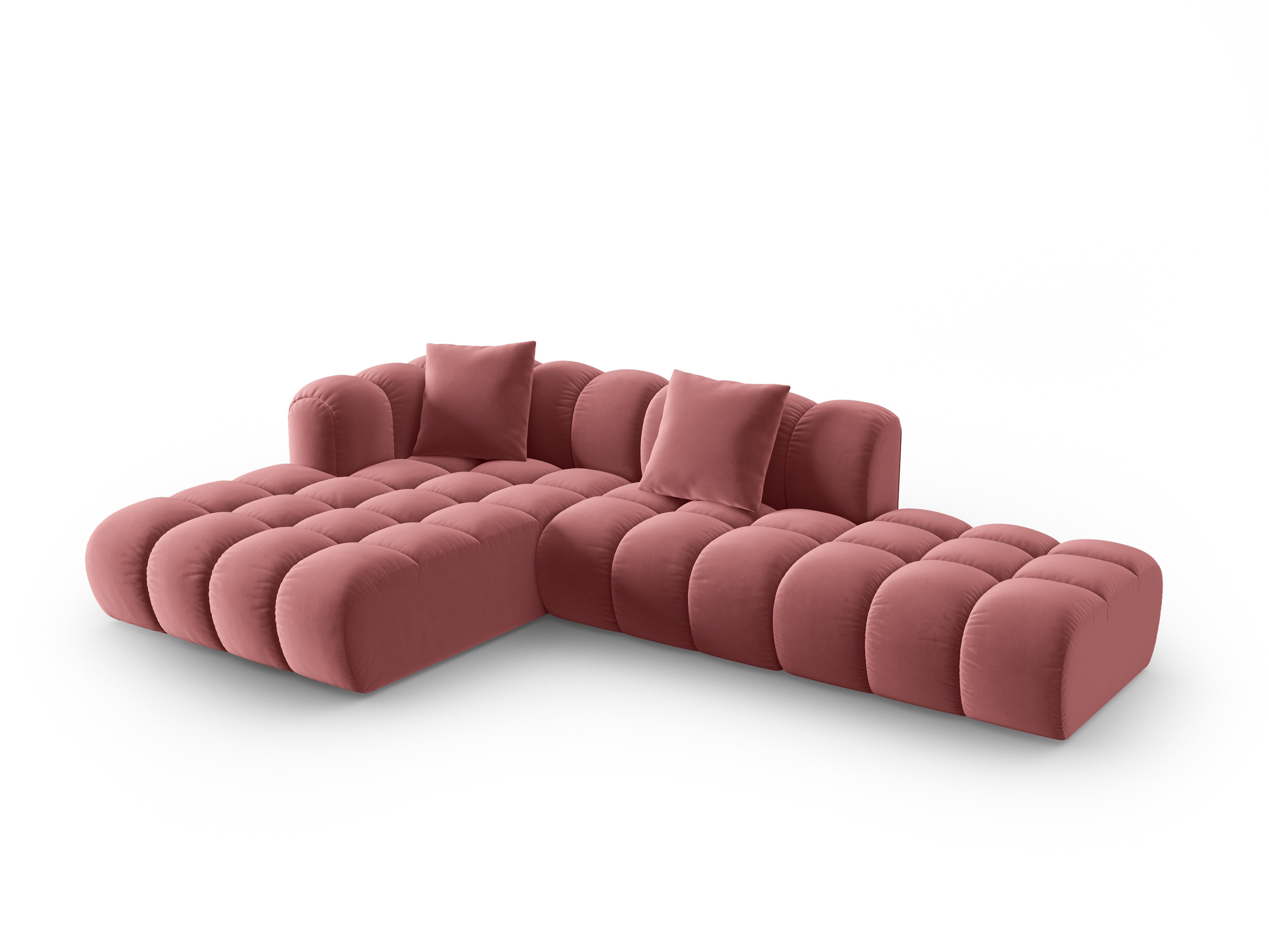 Samt-Ecksofa offene linke ASTRO rosa