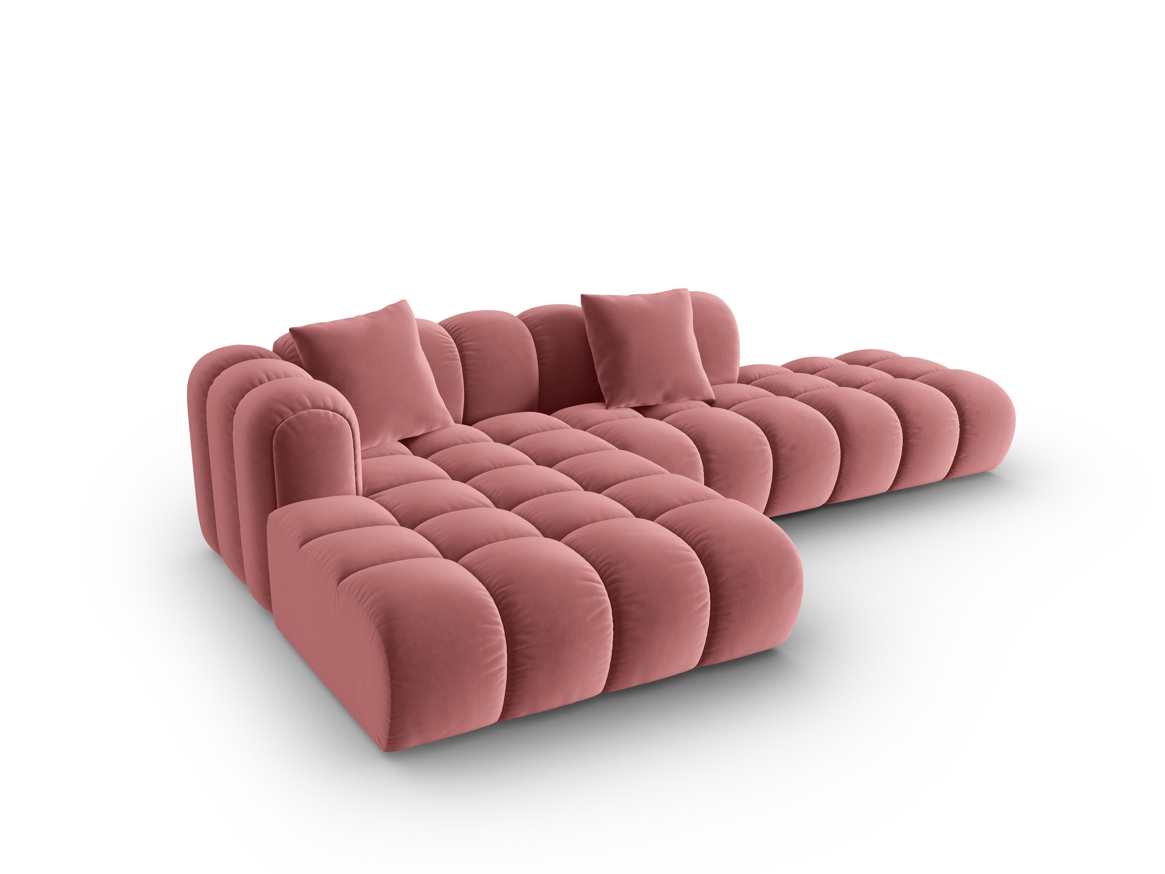 Samt-Ecksofa offene linke ASTRO rosa