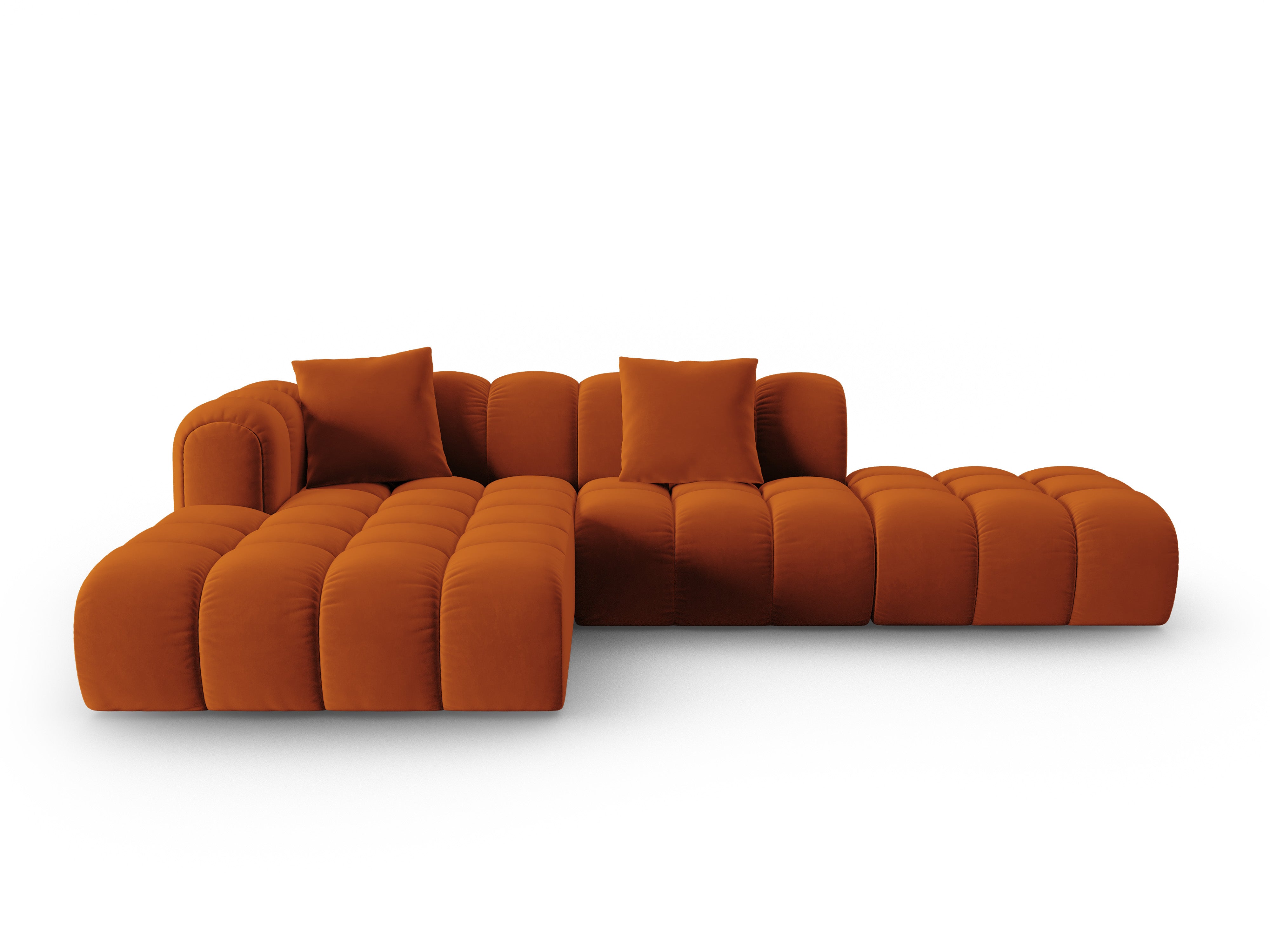 Samt-Ecksofa offen links ASTRO rostrot