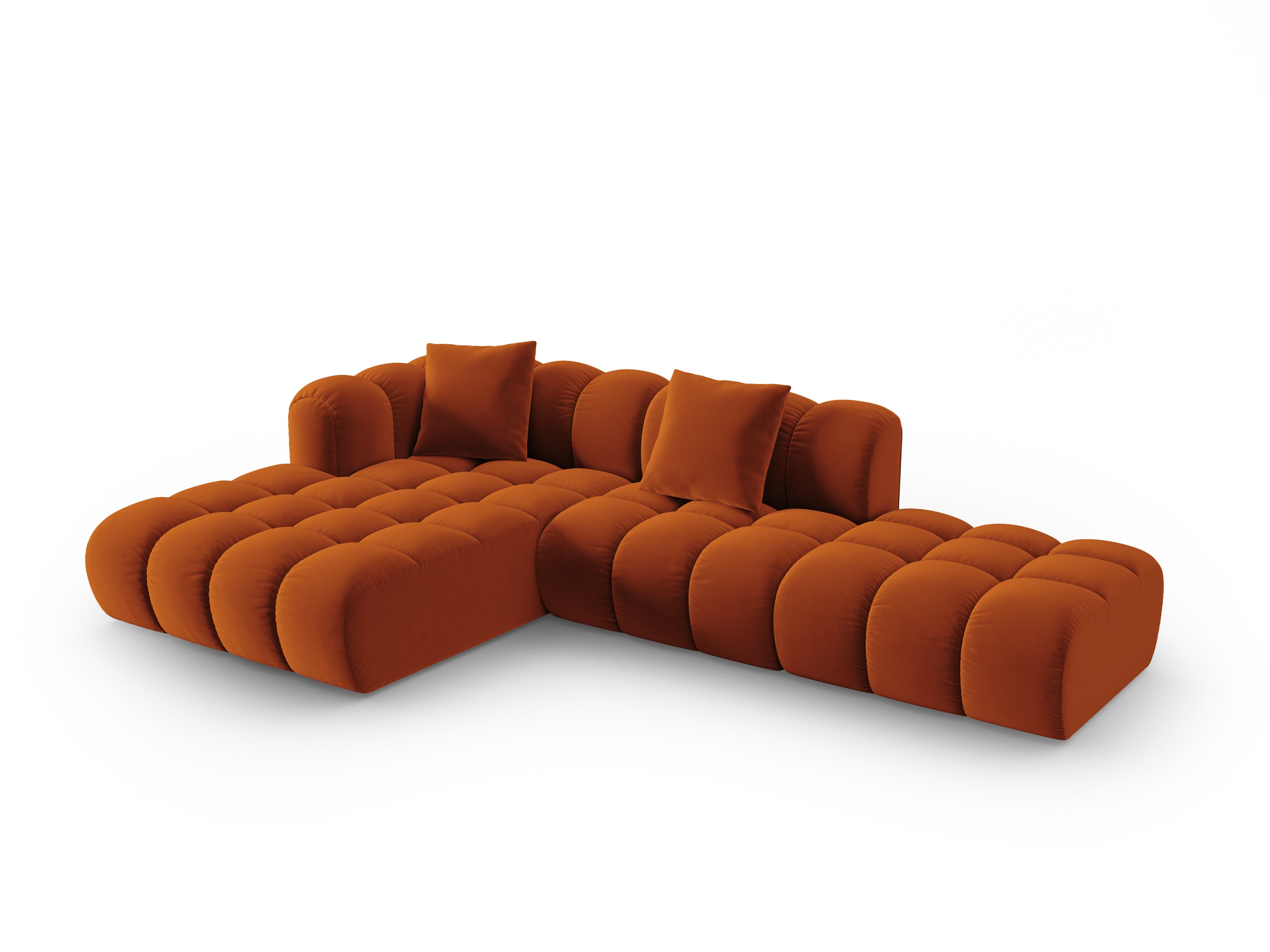Samt-Ecksofa offen links ASTRO rostrot