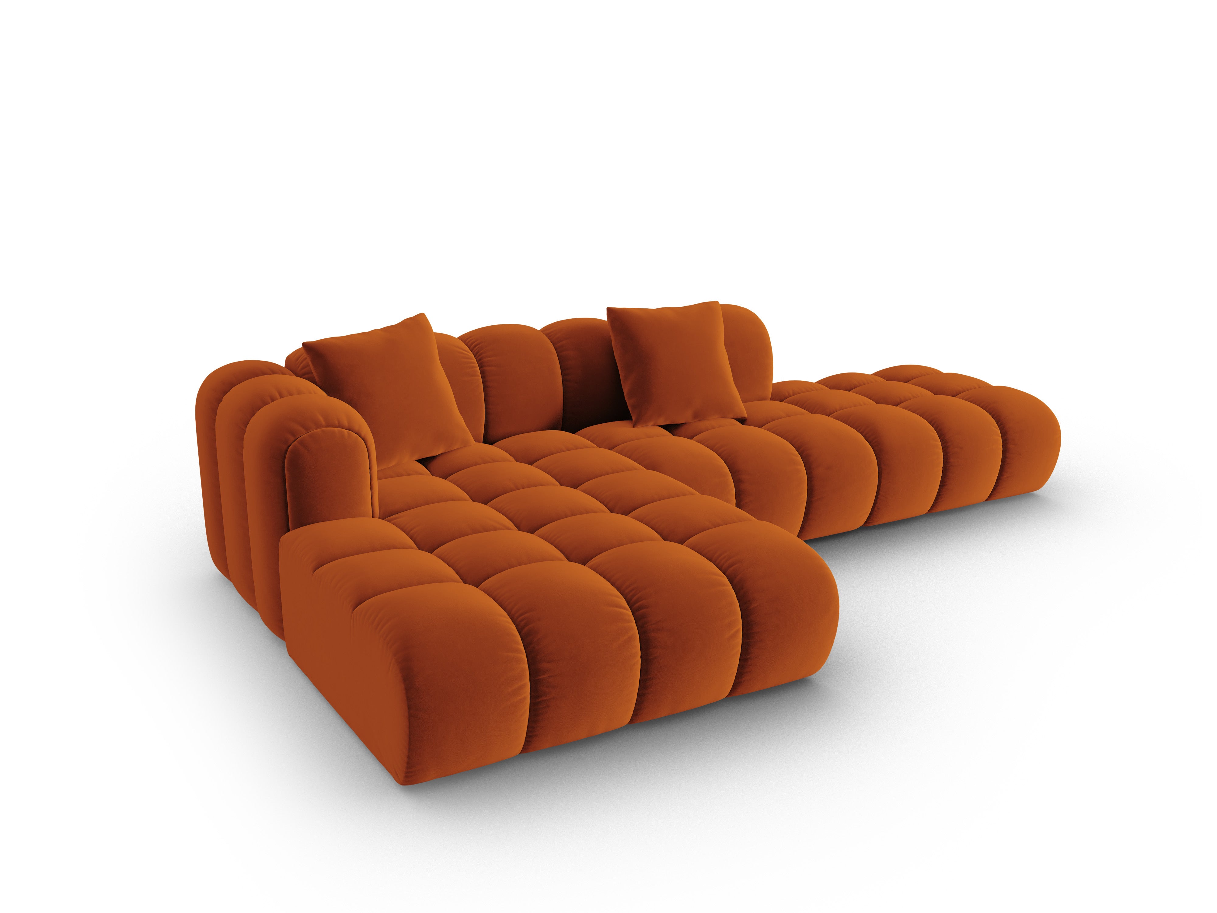 Samt-Ecksofa offen links ASTRO rostrot