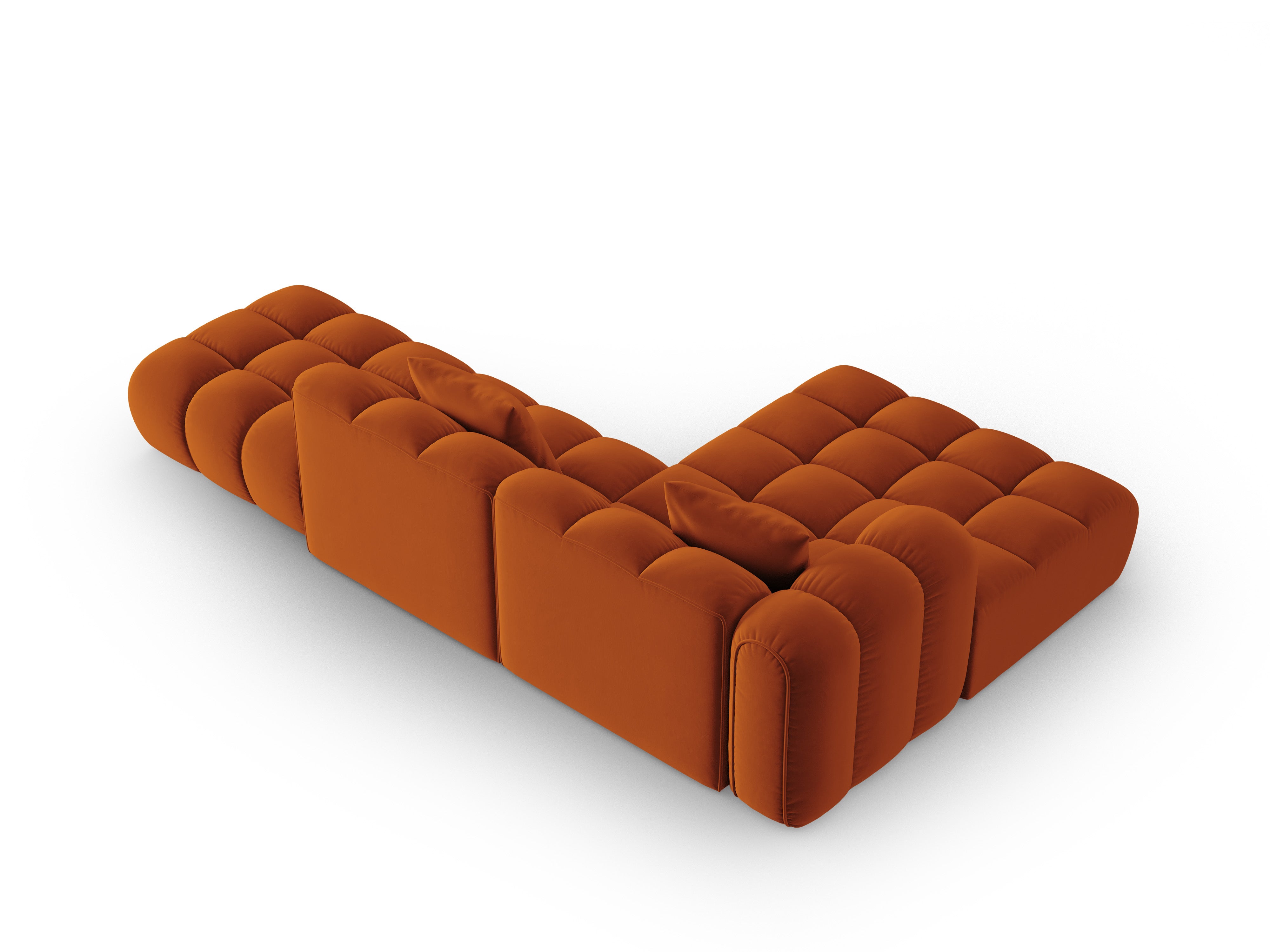 Samt-Ecksofa offen links ASTRO rostrot