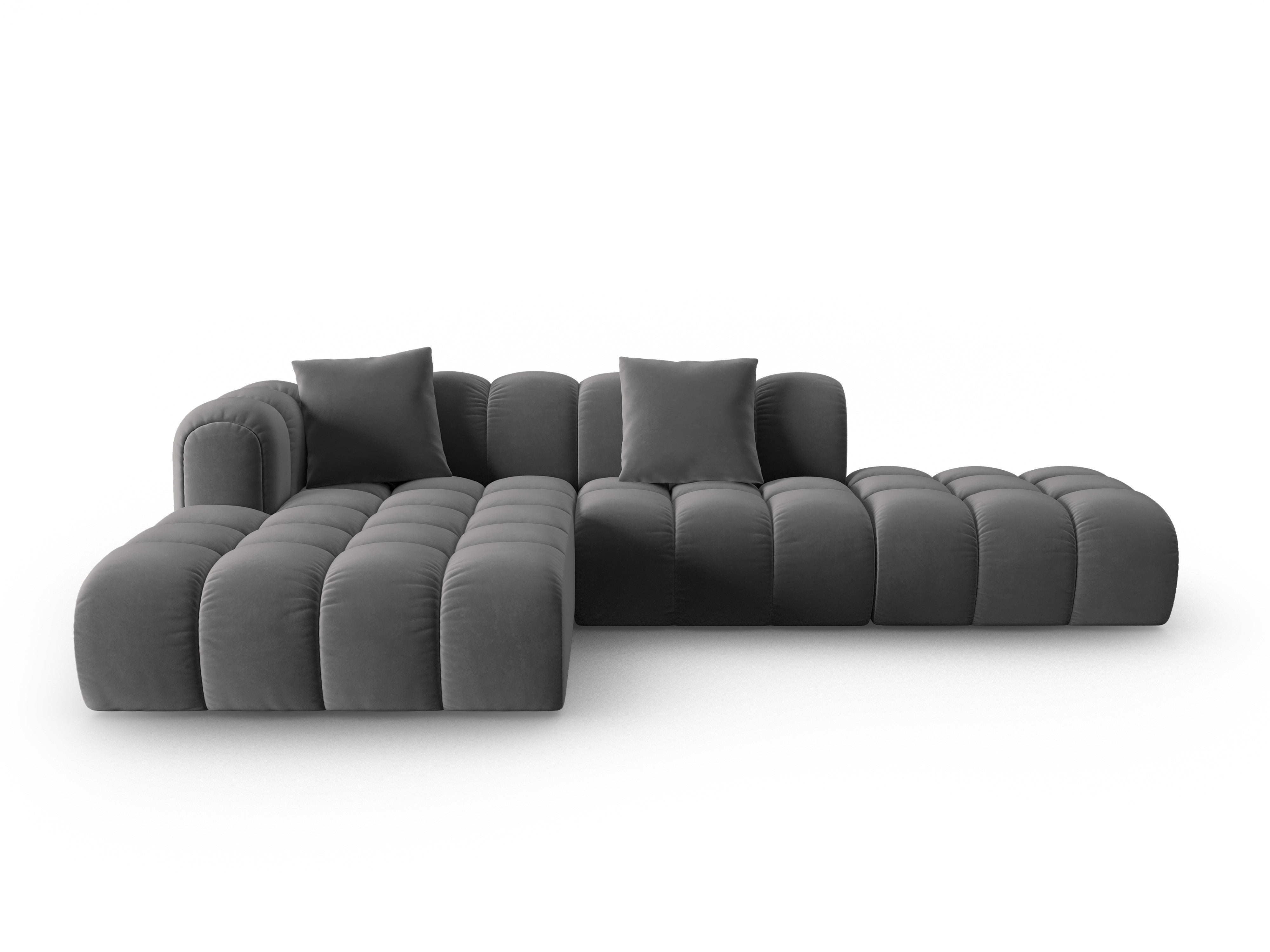 Samt-Ecksofa offen links ASTRO grau