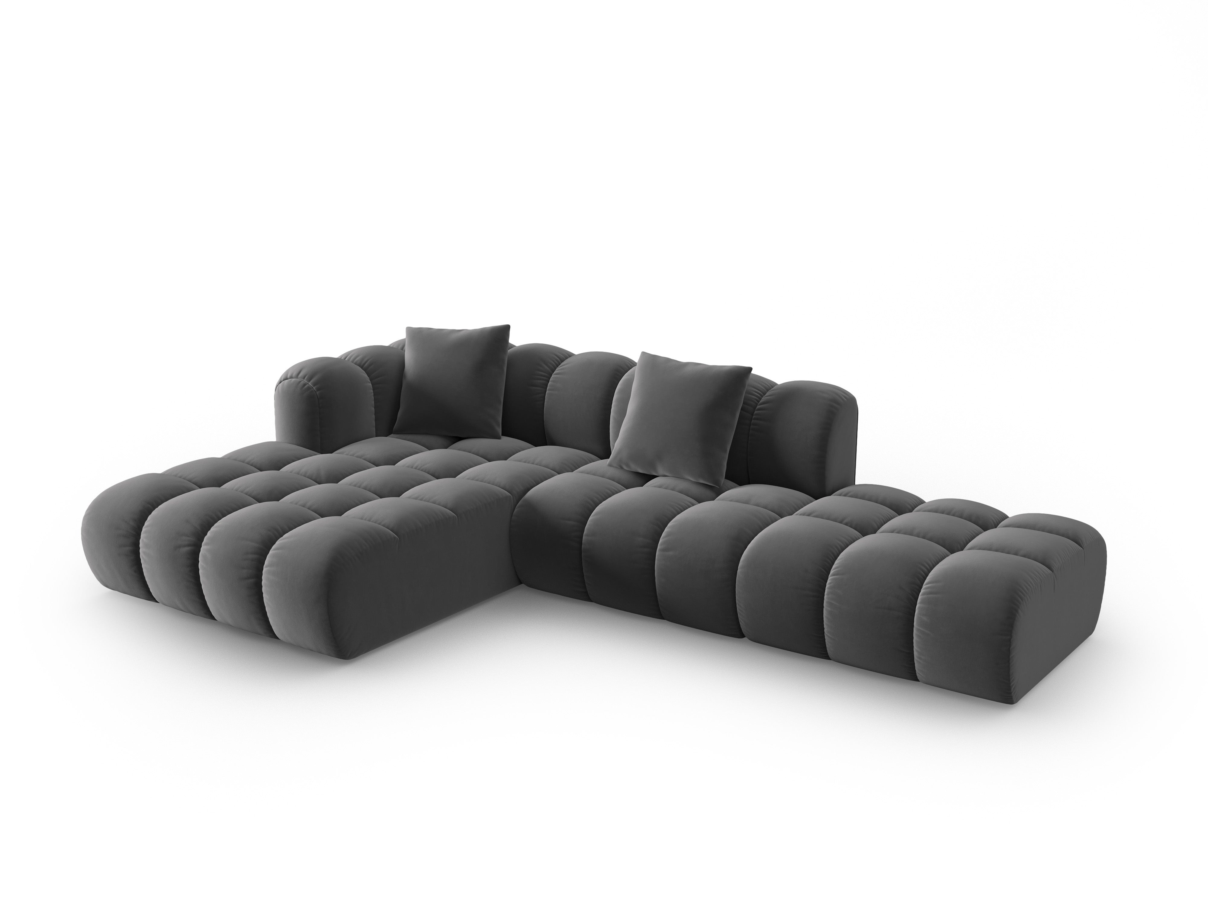 Samt-Ecksofa offen links ASTRO grau