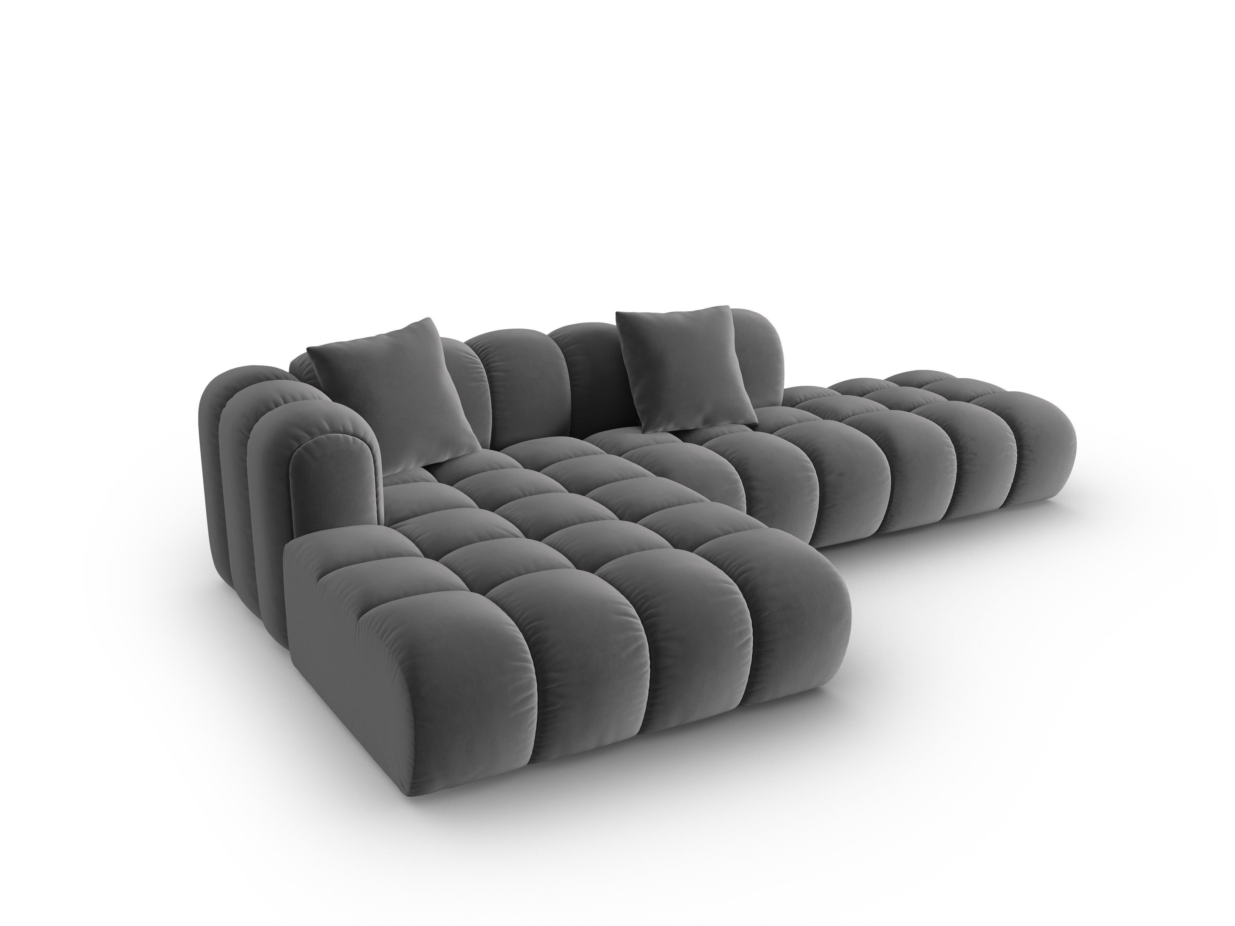 Samt-Ecksofa offen links ASTRO grau