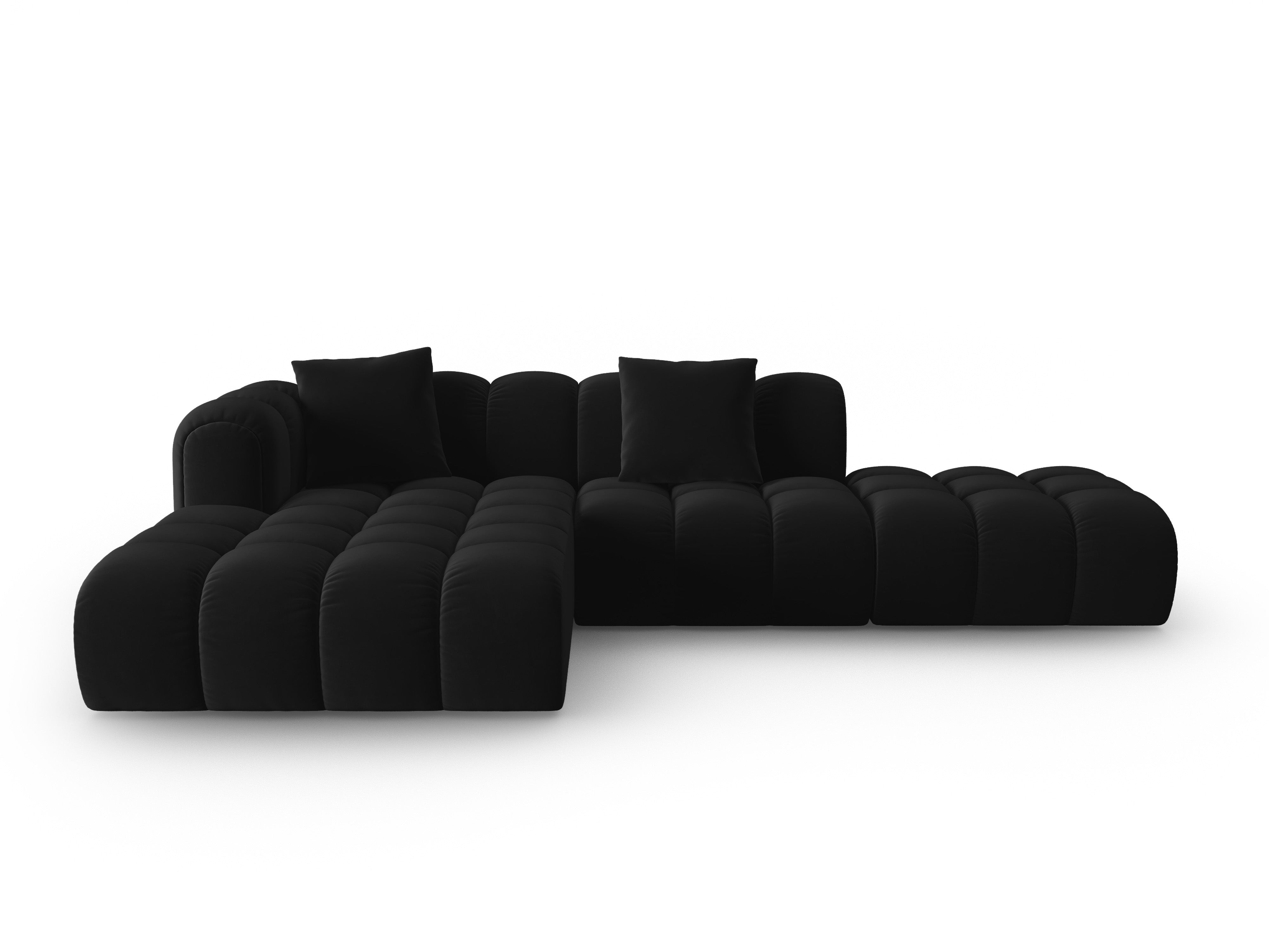 Samt-Ecksofa offen links ASTRO schwarz