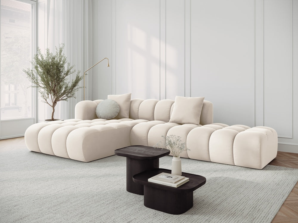 Velvet corner of 5-person left-sided light beige halley