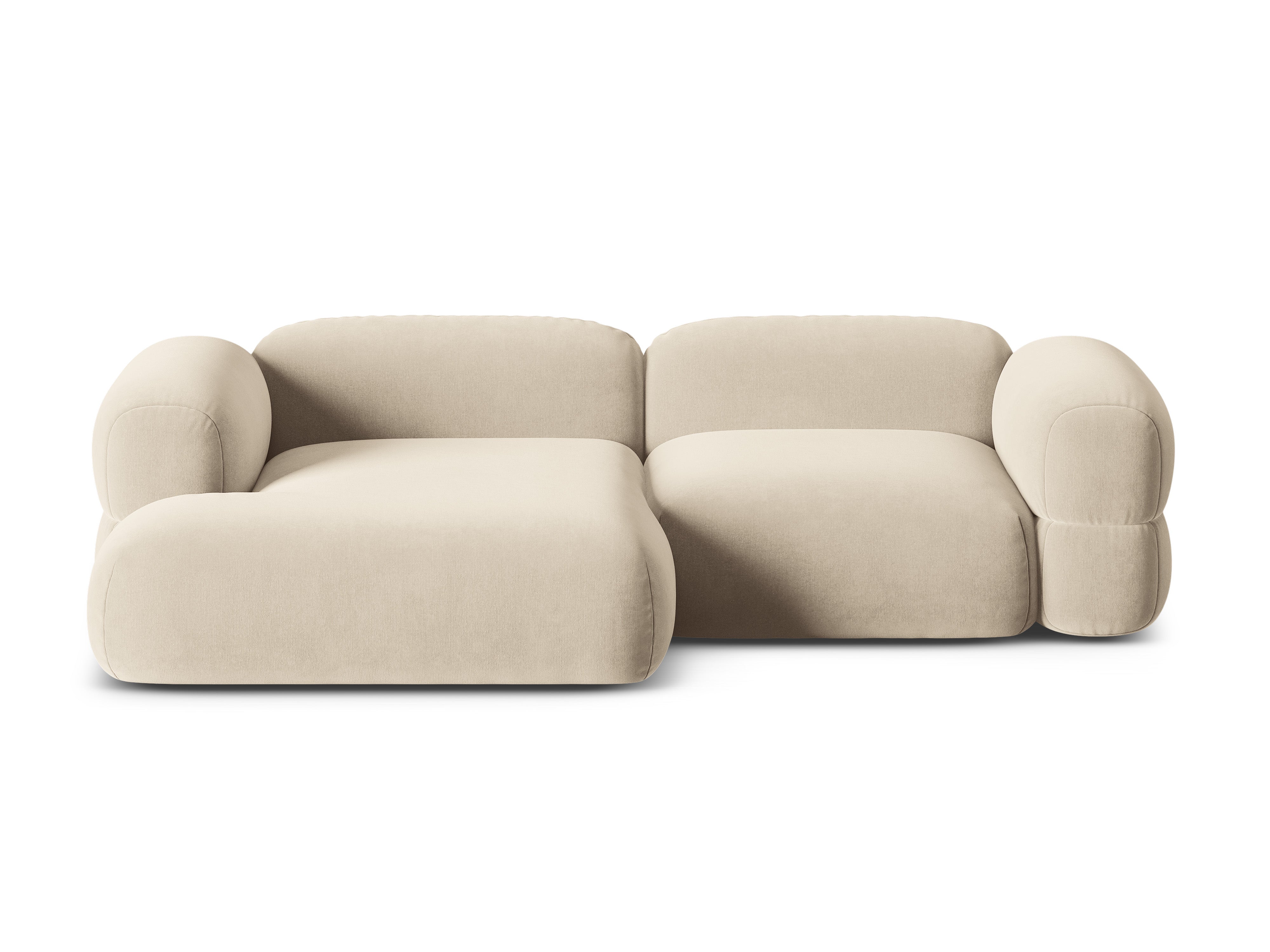 Left-facing velvet corner sofa ROGER light beige