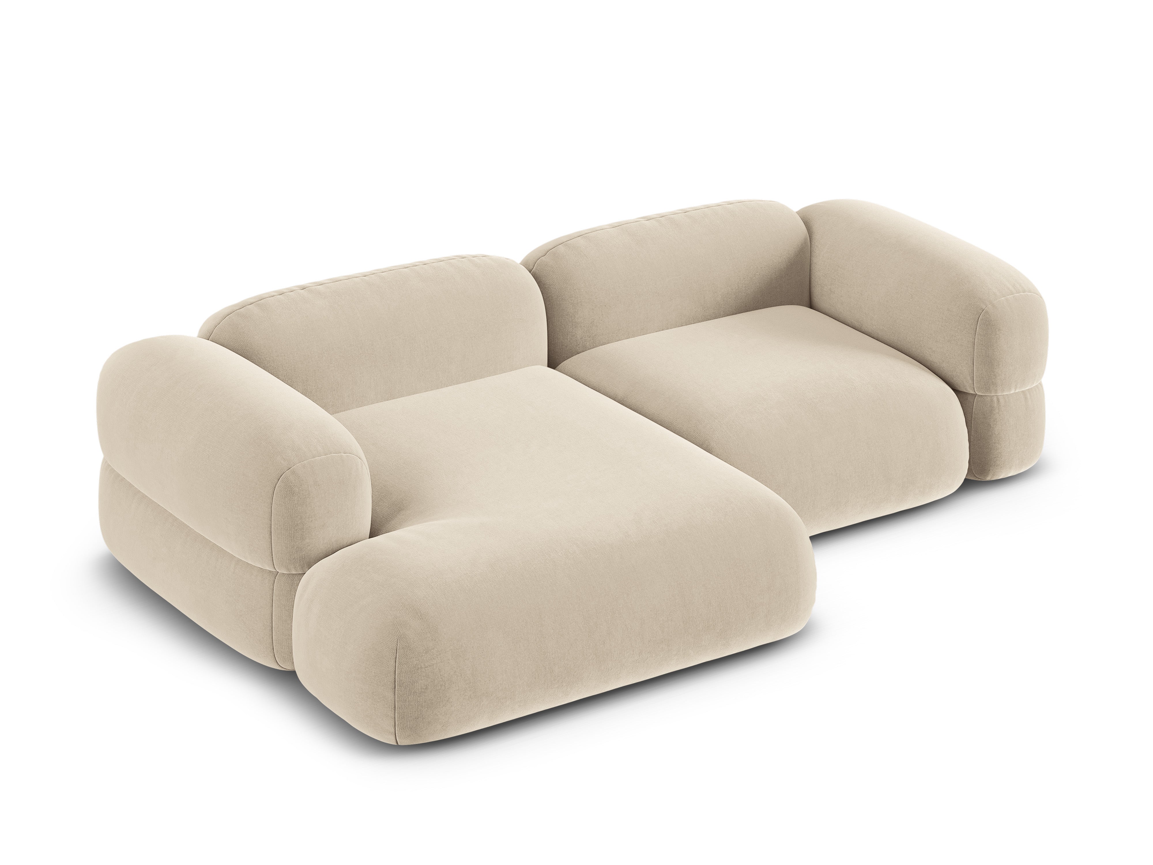 Left-facing velvet corner sofa ROGER light beige