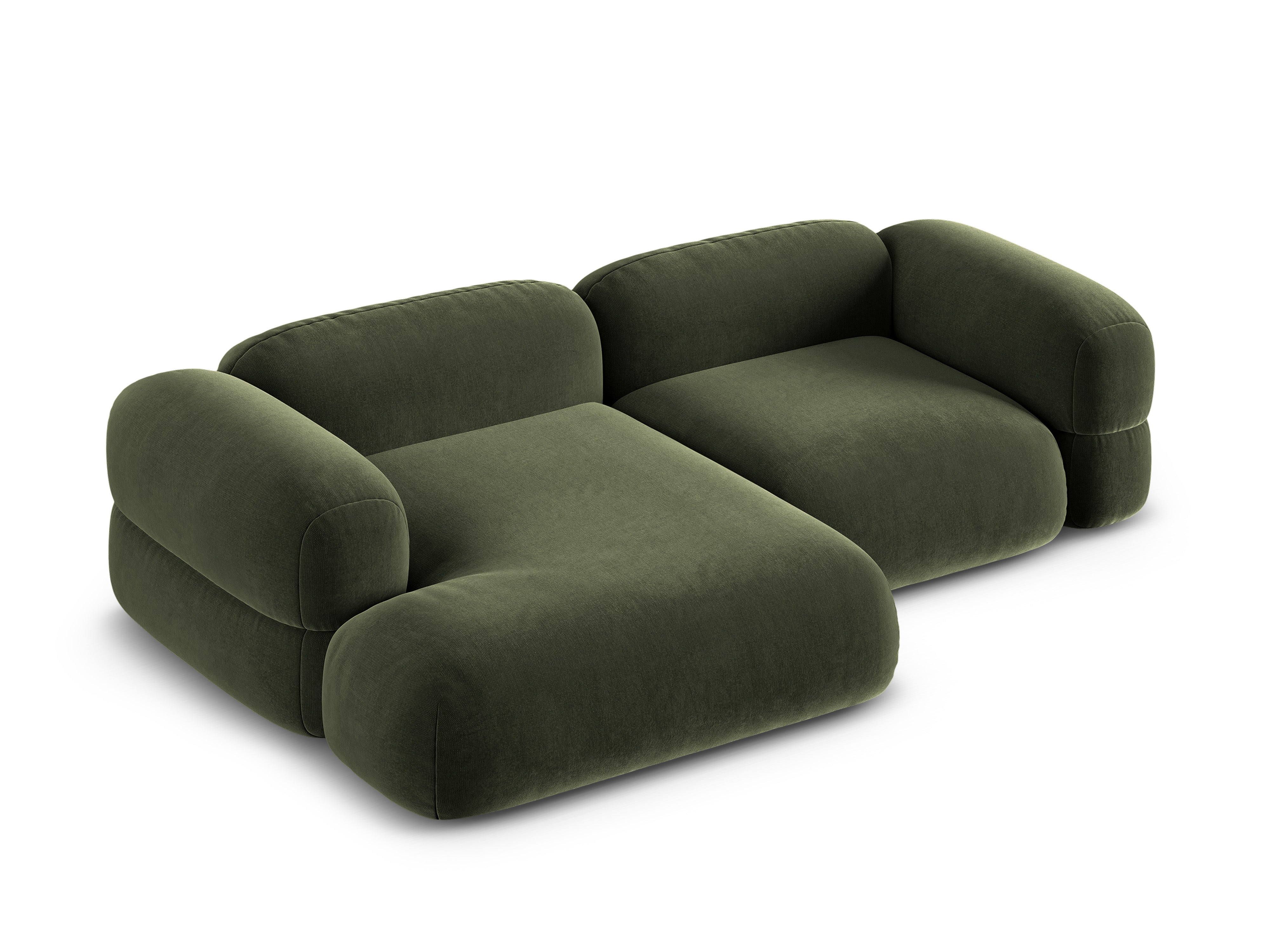 Left-facing velvet corner sofa ROGER olive