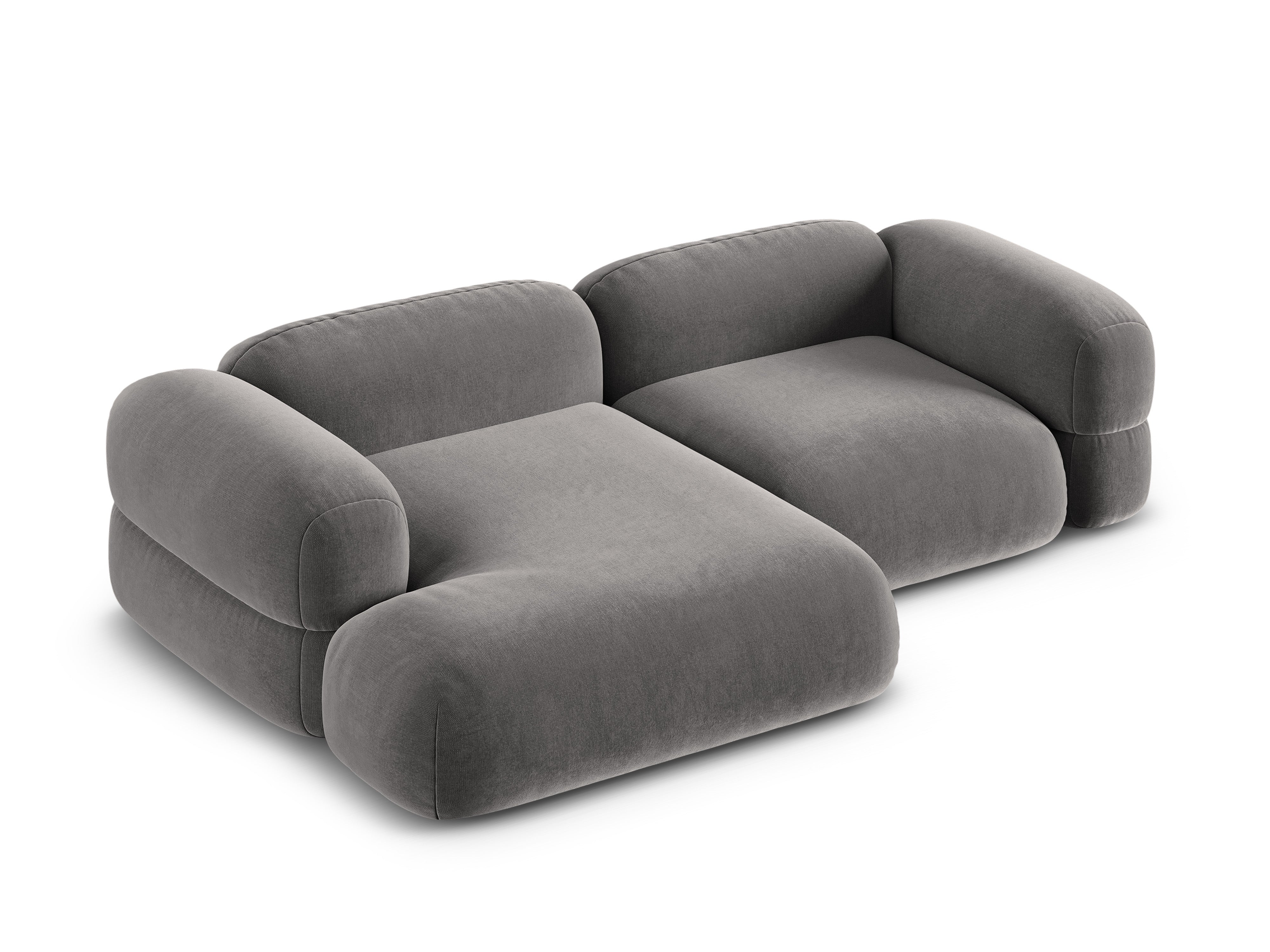 Left-facing velvet corner sofa ROGER gray