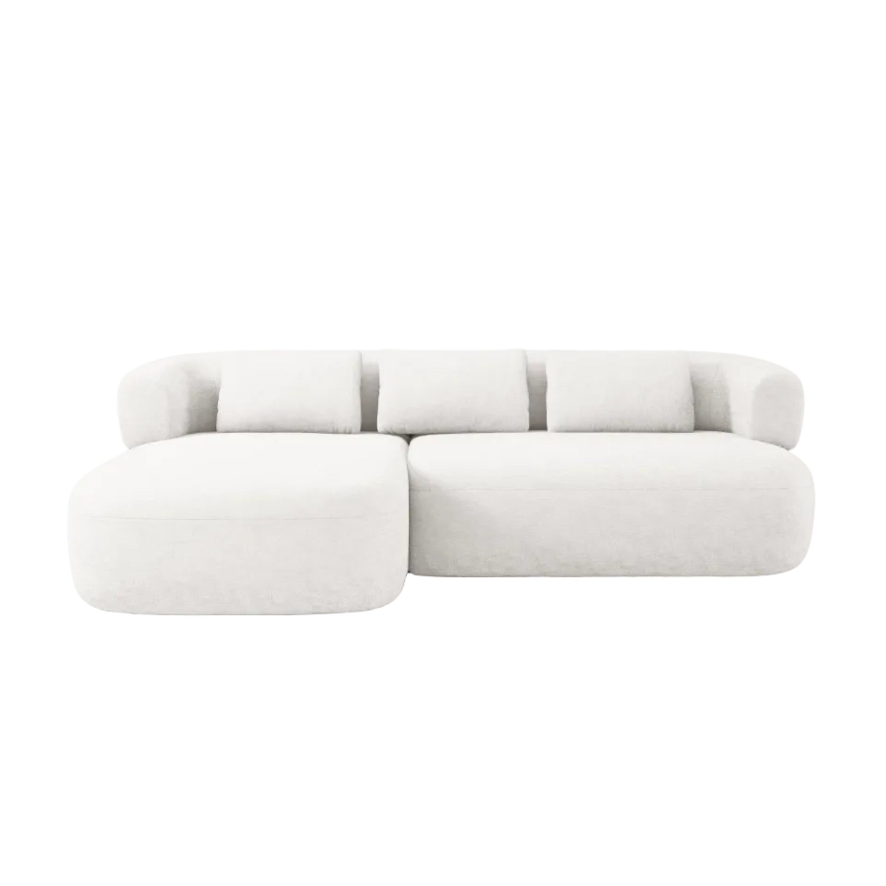 Left-facing 3-seater corner sofa ALDRIN in light beige chenille