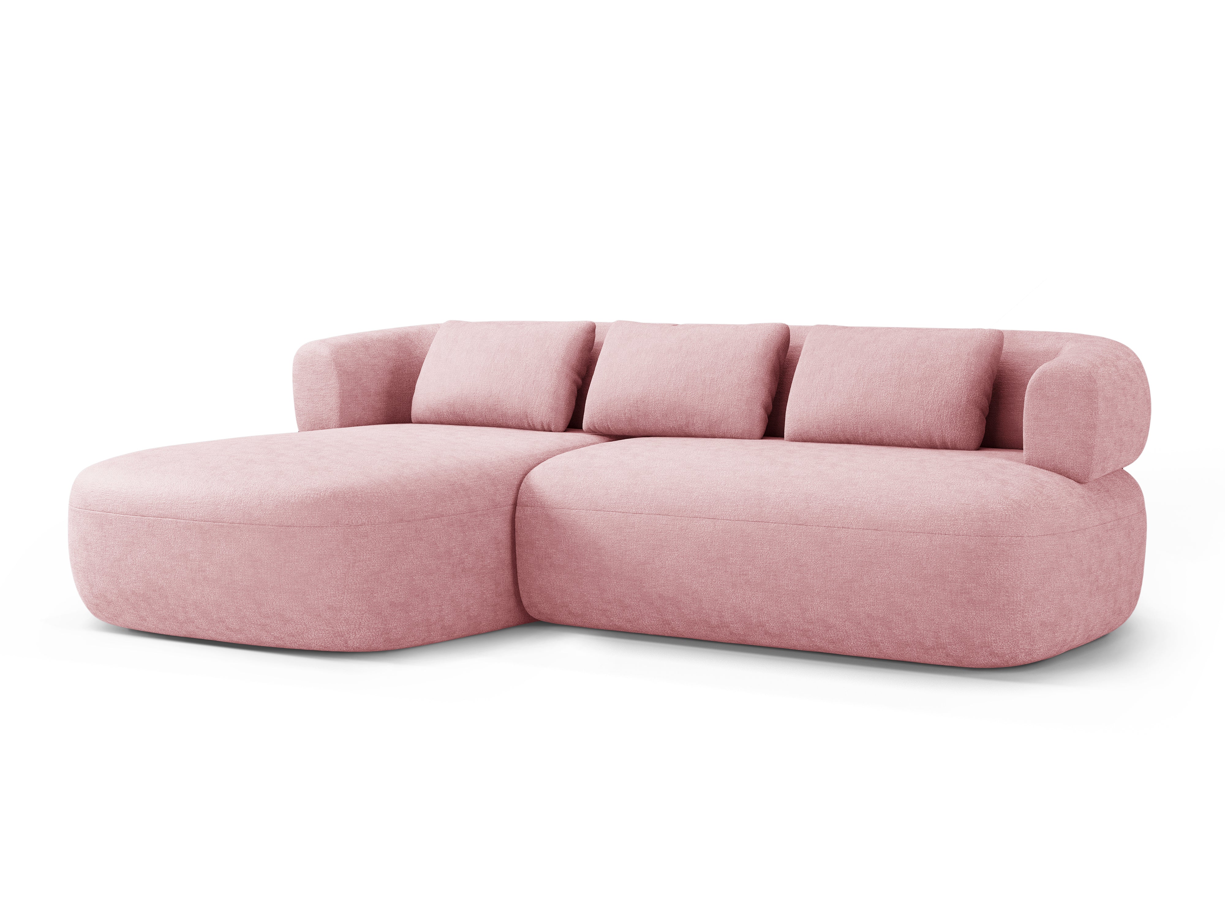 Left-facing 3-seater sofa ALDRIN in pink chenille
