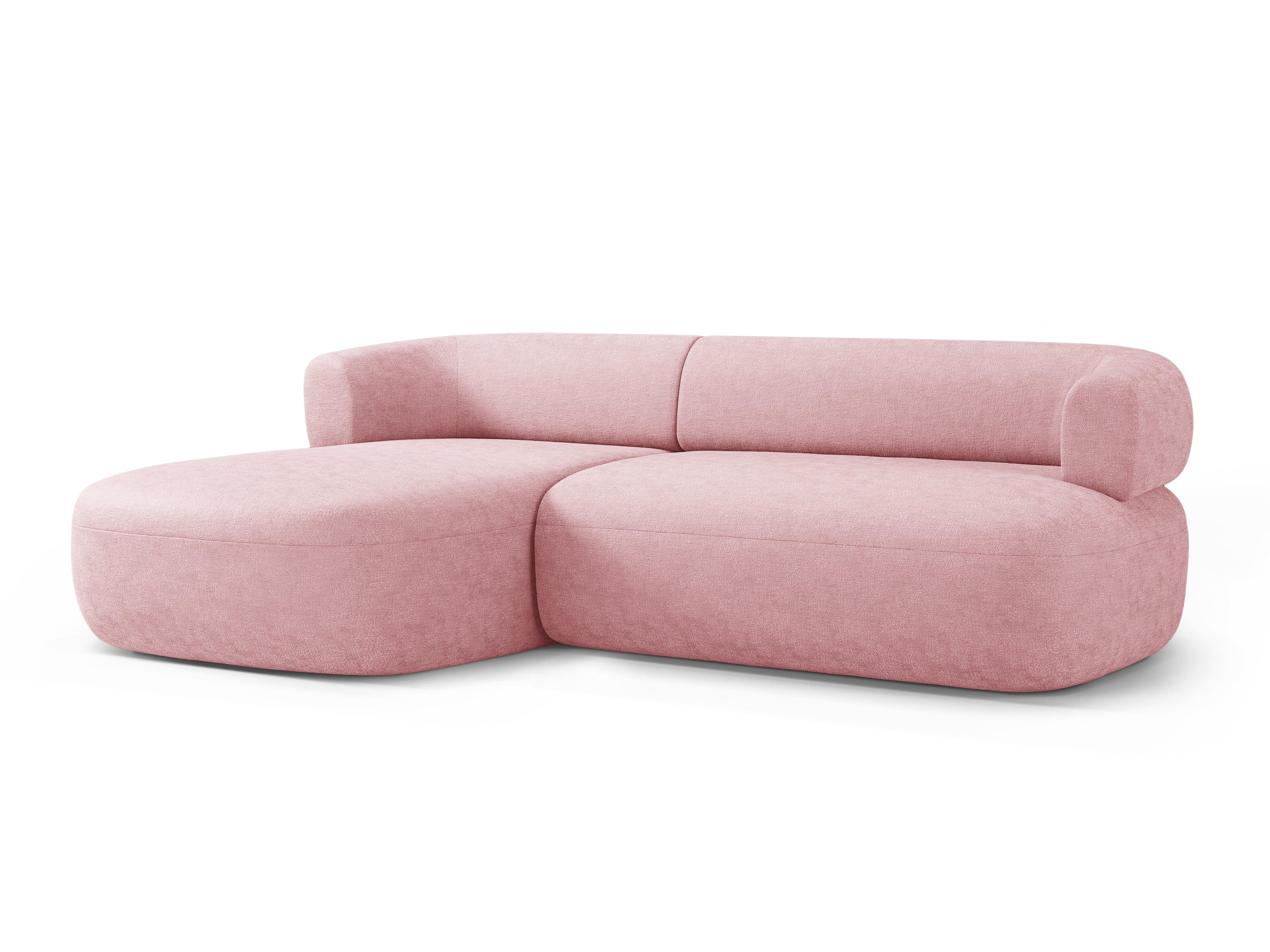 Left-facing 3-seater sofa ALDRIN in pink chenille