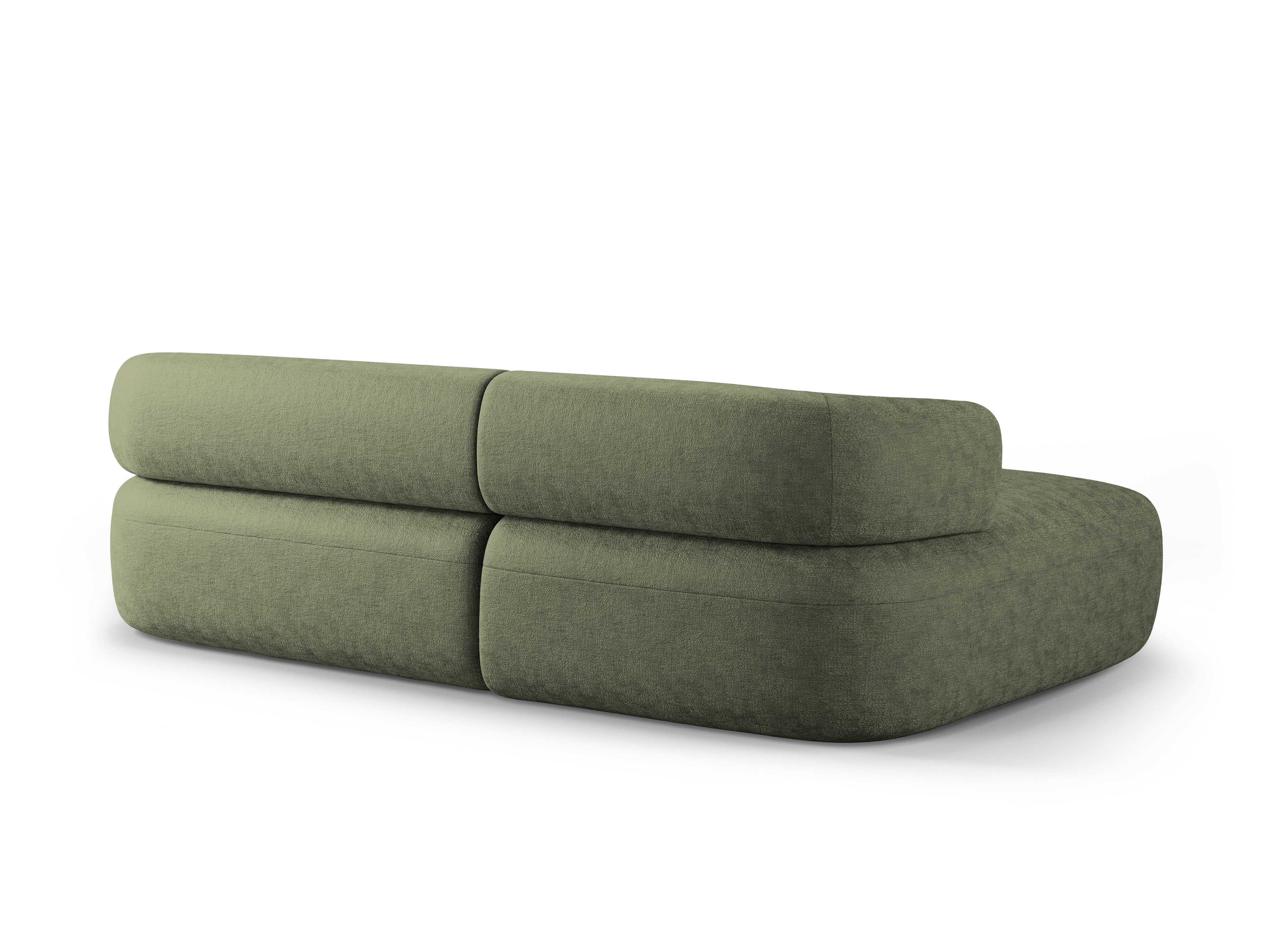 Left-facing 3-seater sofa ALDRIN in green chenille