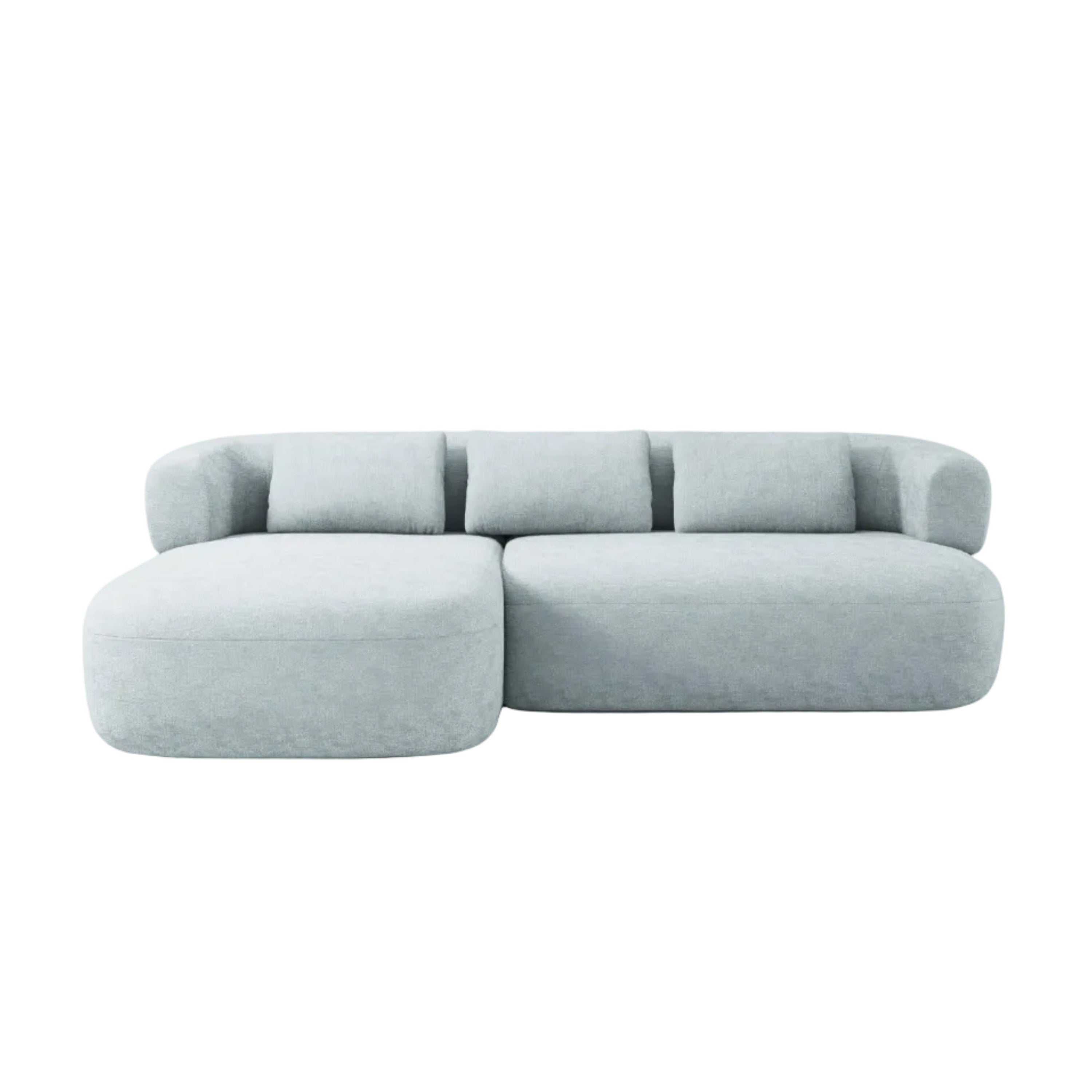 Left-facing 3-seater corner sofa ALDRIN in blue chenille