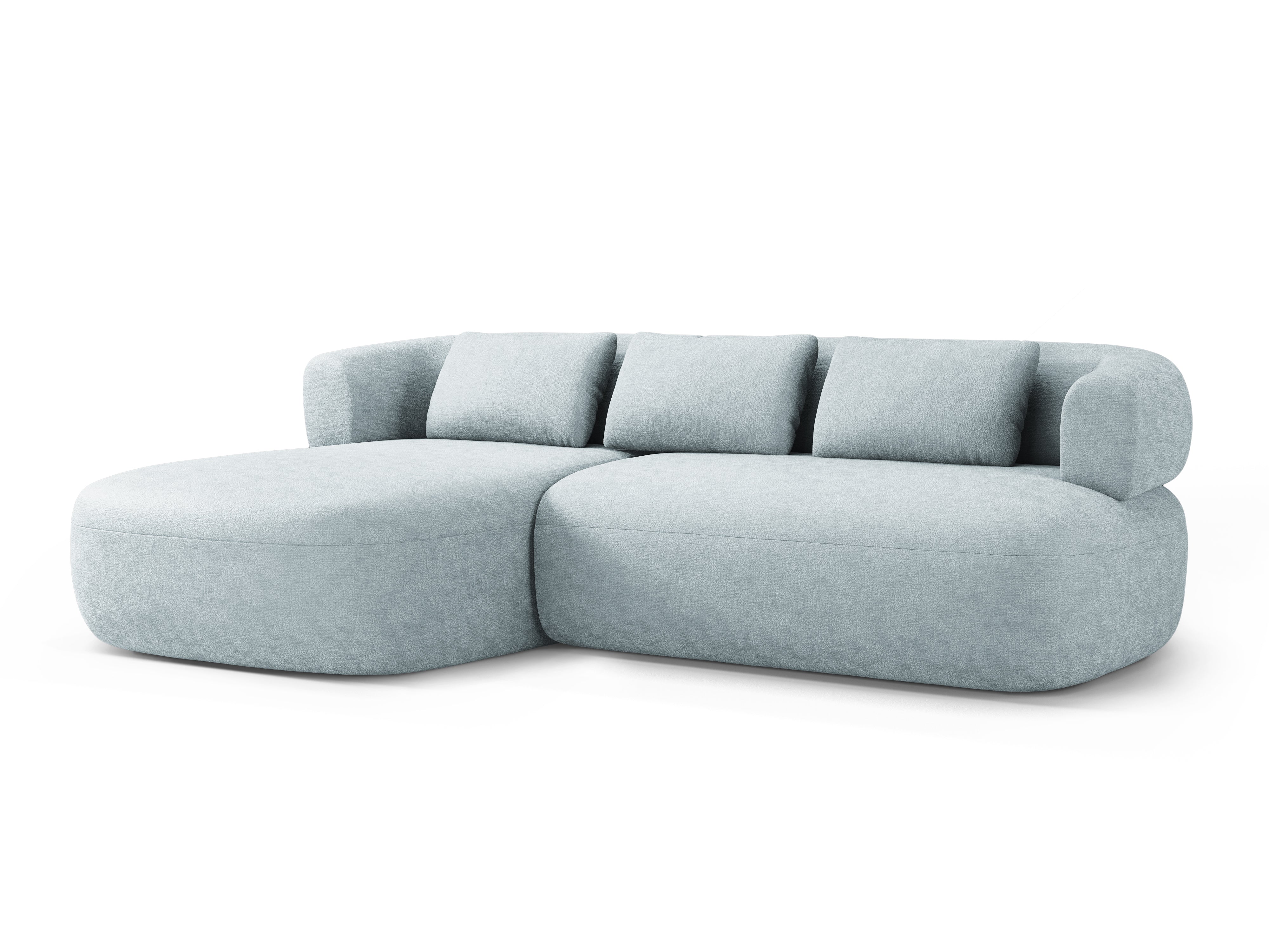 Left-facing 3-seater corner sofa ALDRIN in blue chenille