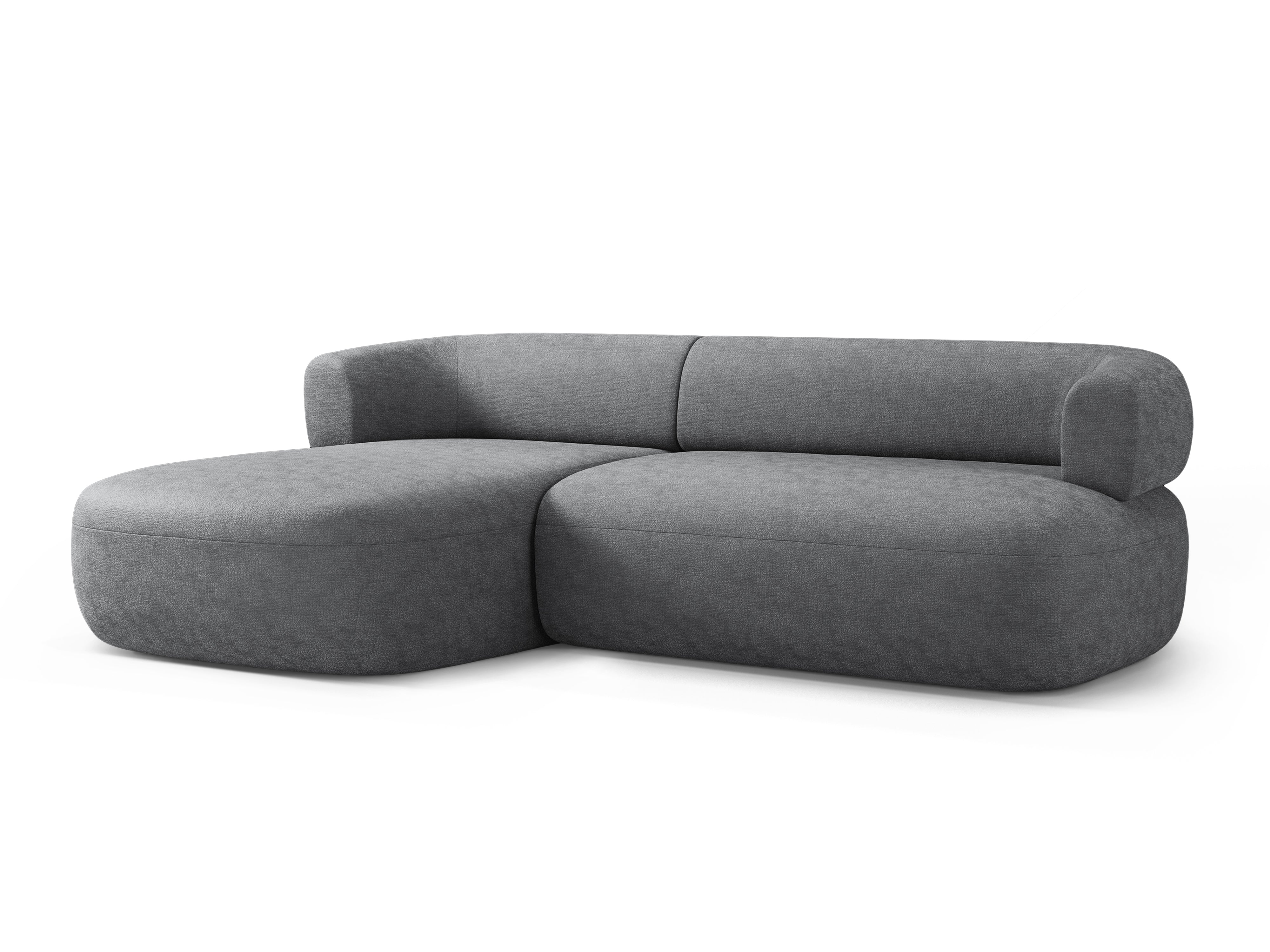 Left-facing 3-seater corner sofa ALDRIN in dark gray chenille