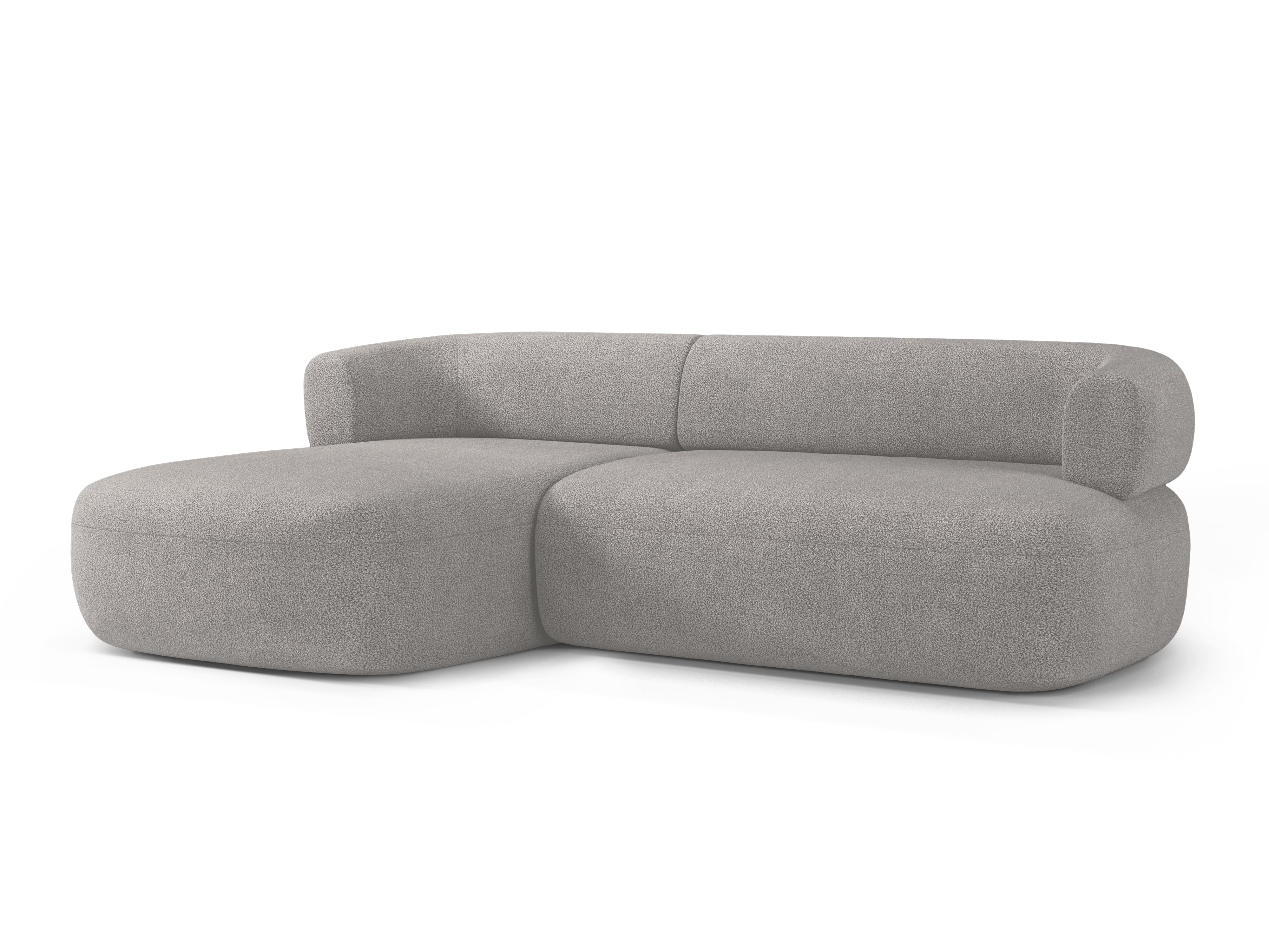 Left-facing 3-seater corner sofa ALDRIN in light gray boucle