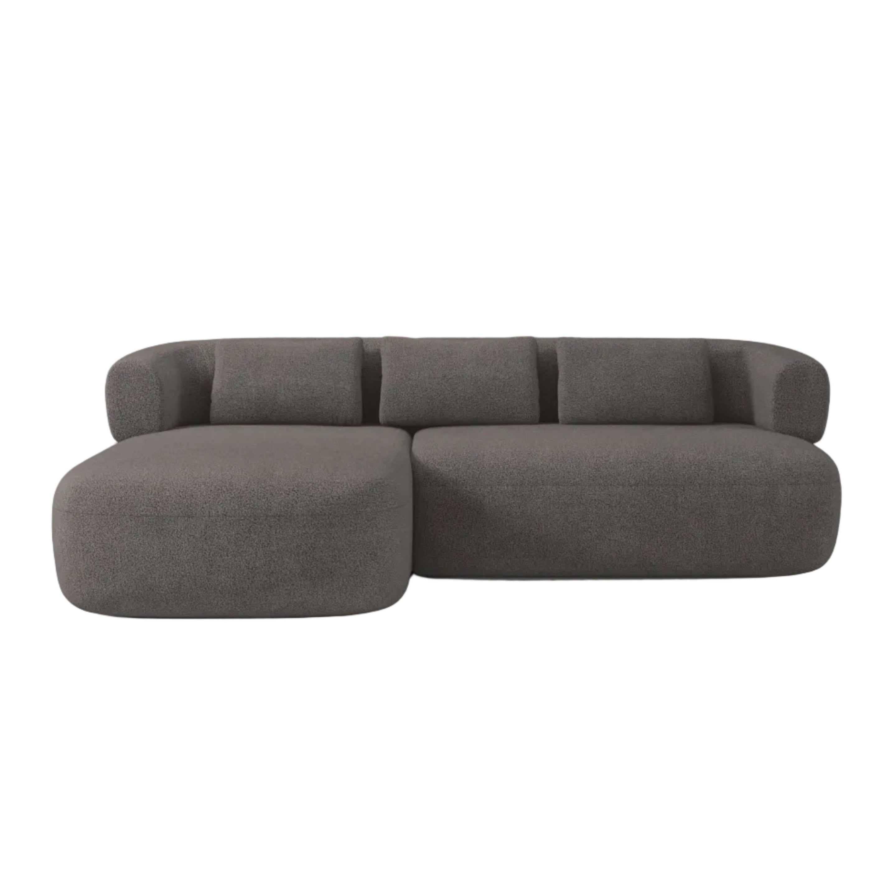 Left-facing 3-seater corner sofa ALDRIN in gray boucle