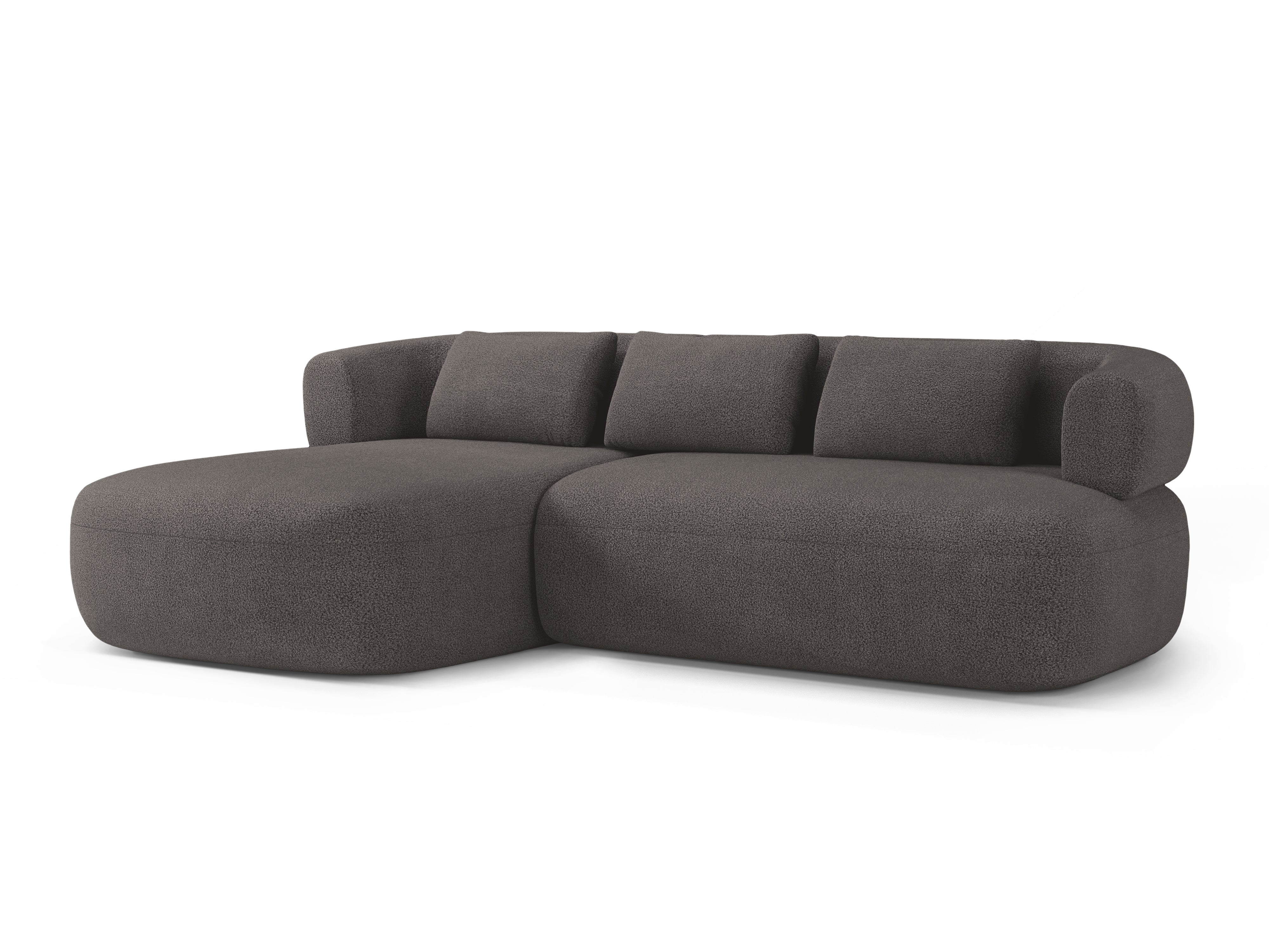 Left-facing 3-seater corner sofa ALDRIN in gray boucle