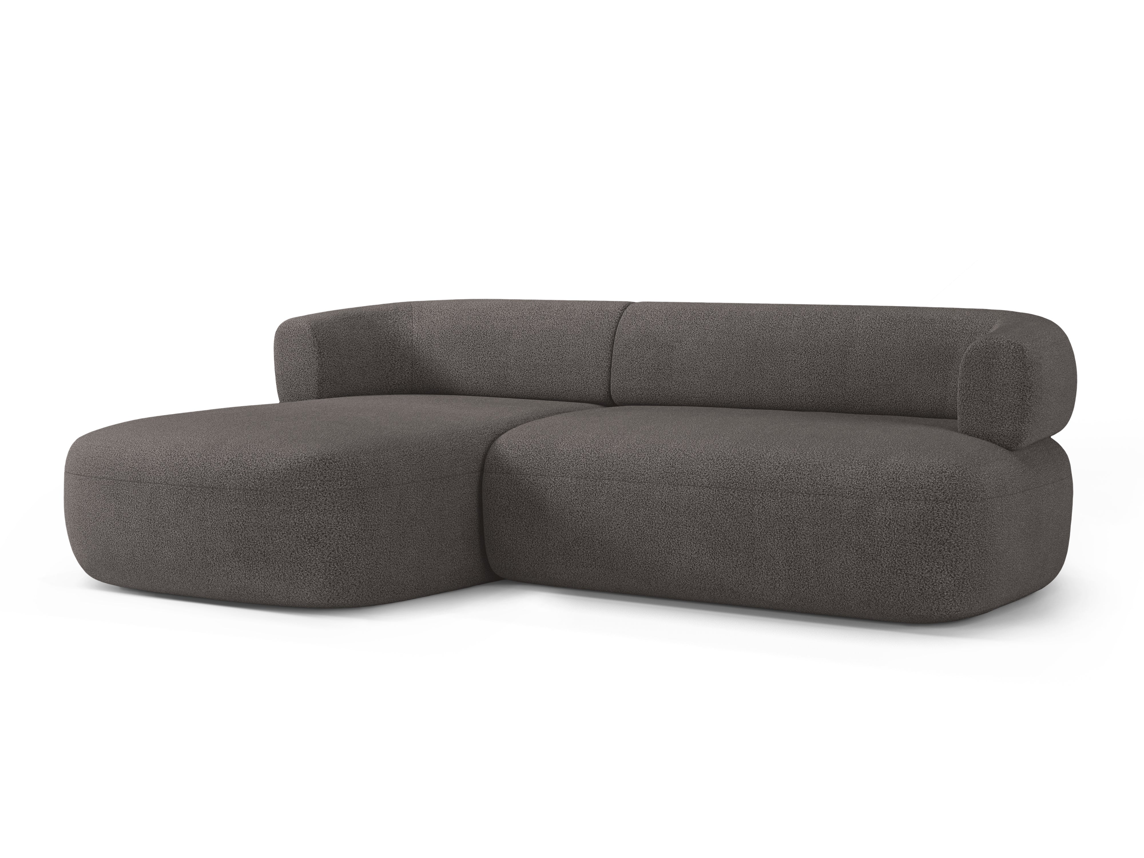 Left-facing 3-seater corner sofa ALDRIN in gray boucle