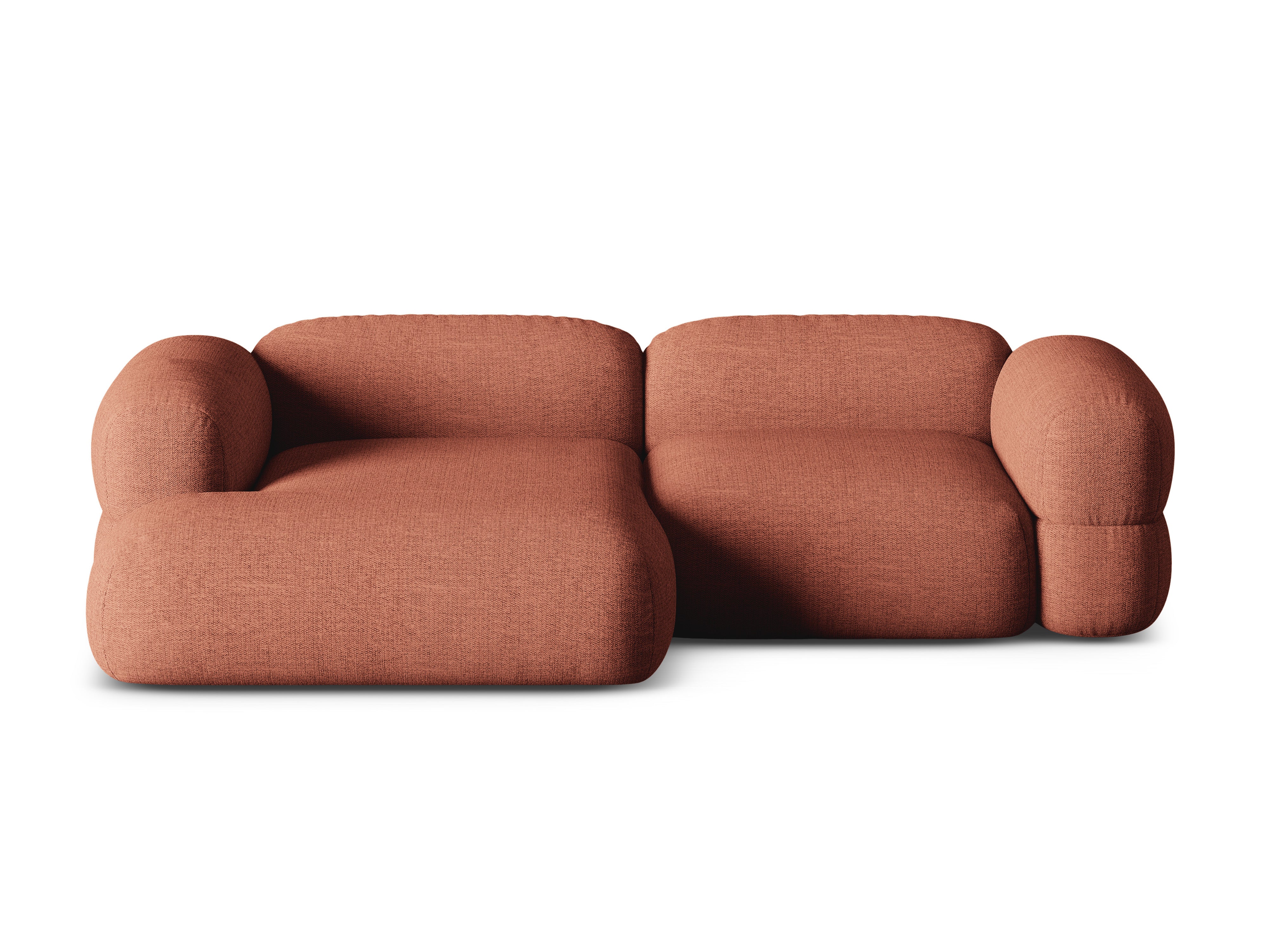 Left-sided corner sofa ROGER coral chenille