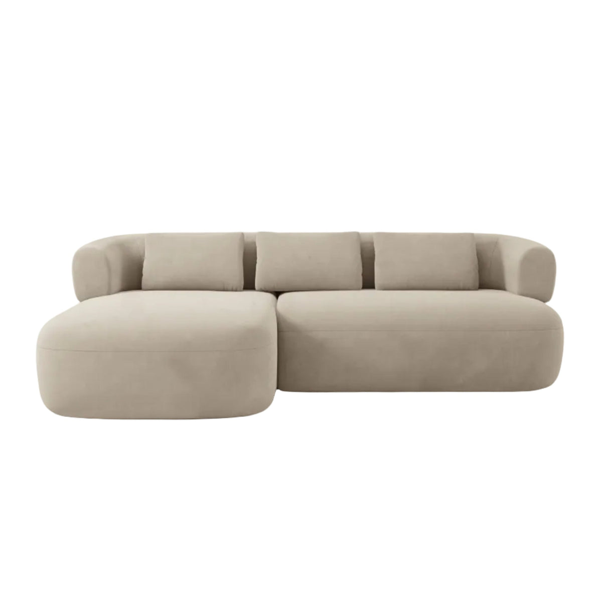 Beige Velvet 3-Seater Left-Facing Sofa ALDRIN