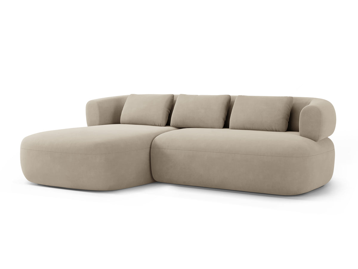 Beige Velvet 3-Seater Left-Facing Sofa ALDRIN