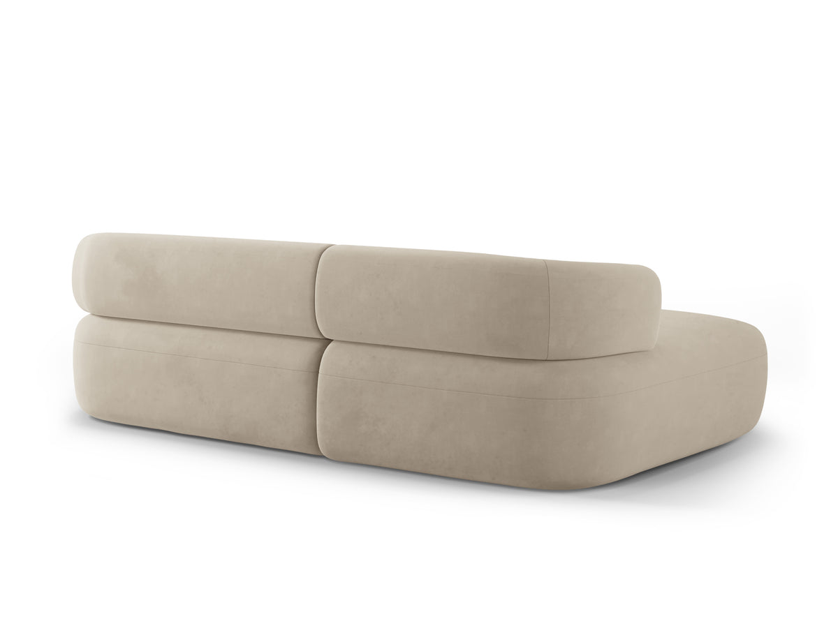 Beige Velvet 3-Seater Left-Facing Sofa ALDRIN