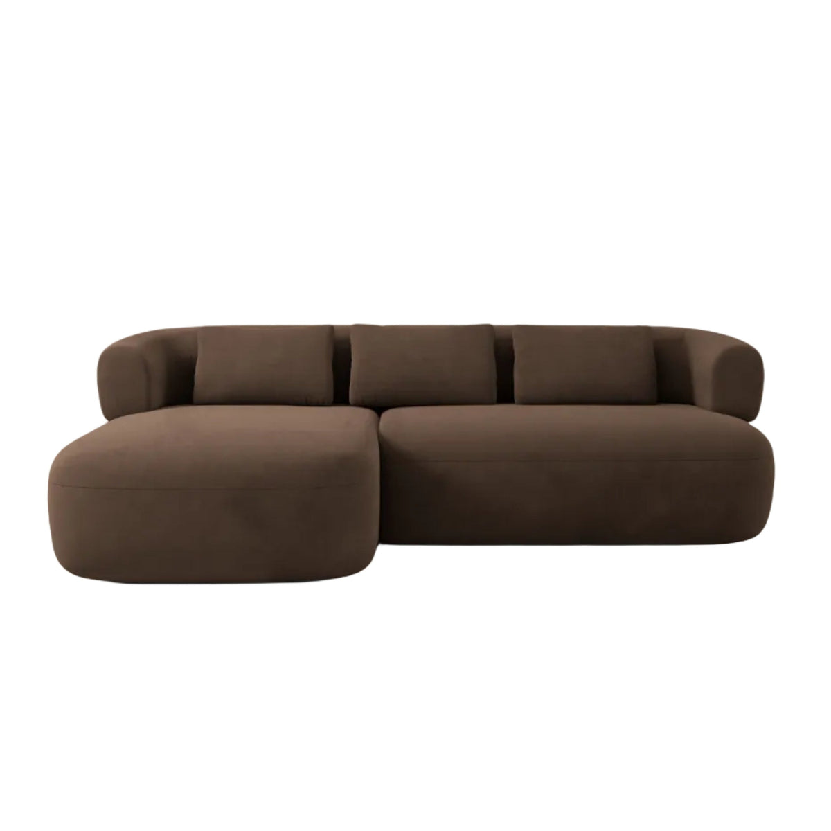 Chocolate velvet 3-seater left-facing sofa ALDRIN