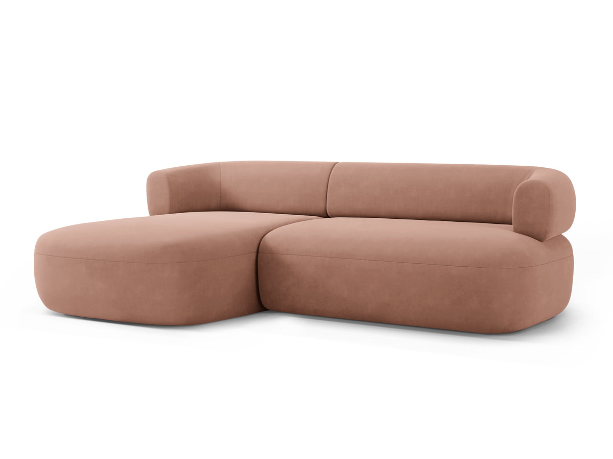 Velvet 3-Seater Left-Facing Sofa ALDRIN in Pink
