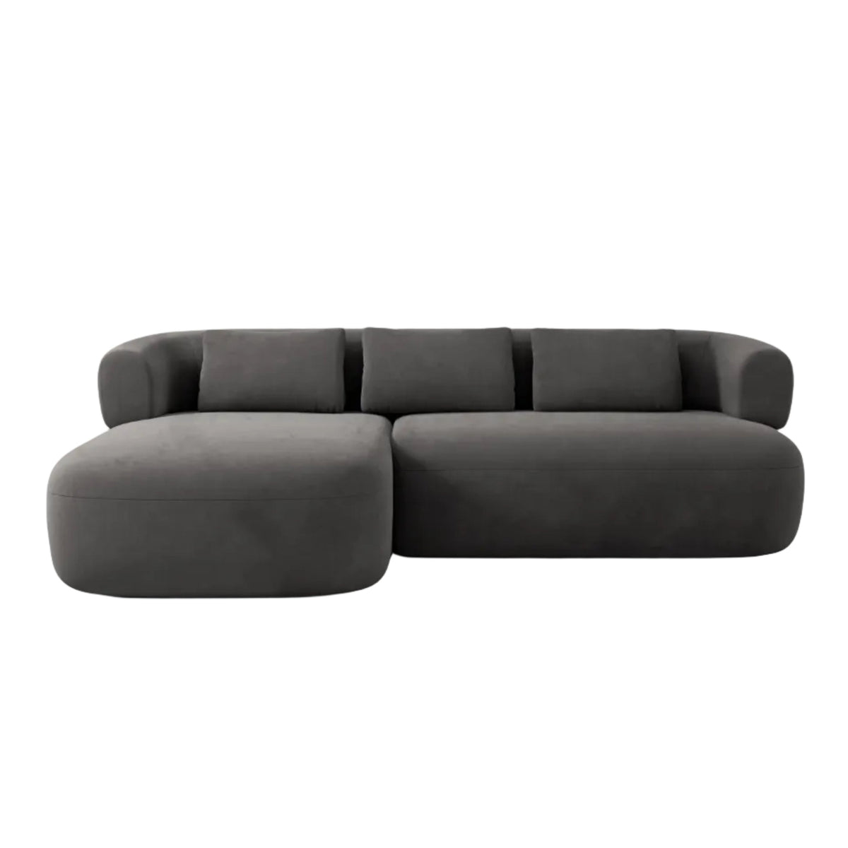 Velvet 3-Seater Left-Facing Sofa ALDRIN in Dark Gray