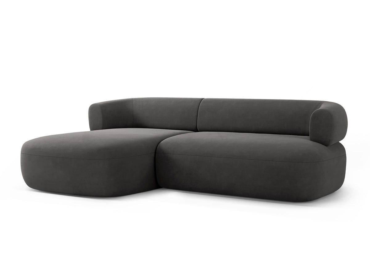 Velvet 3-Seater Left-Facing Sofa ALDRIN in Dark Gray