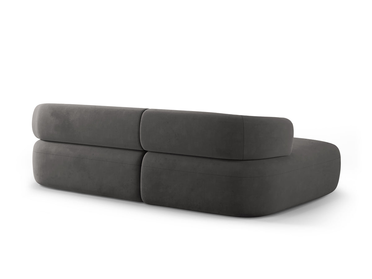 Velvet 3-Seater Left-Facing Sofa ALDRIN in Dark Gray