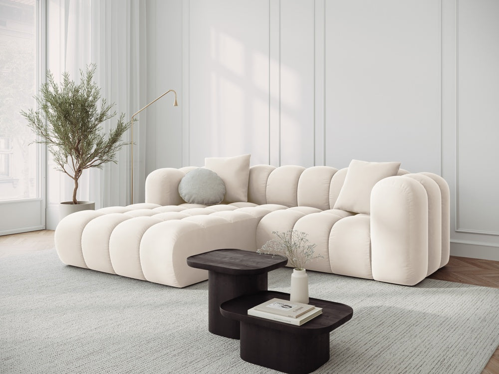 Velvet corner of 3-person left-sided light beige halley